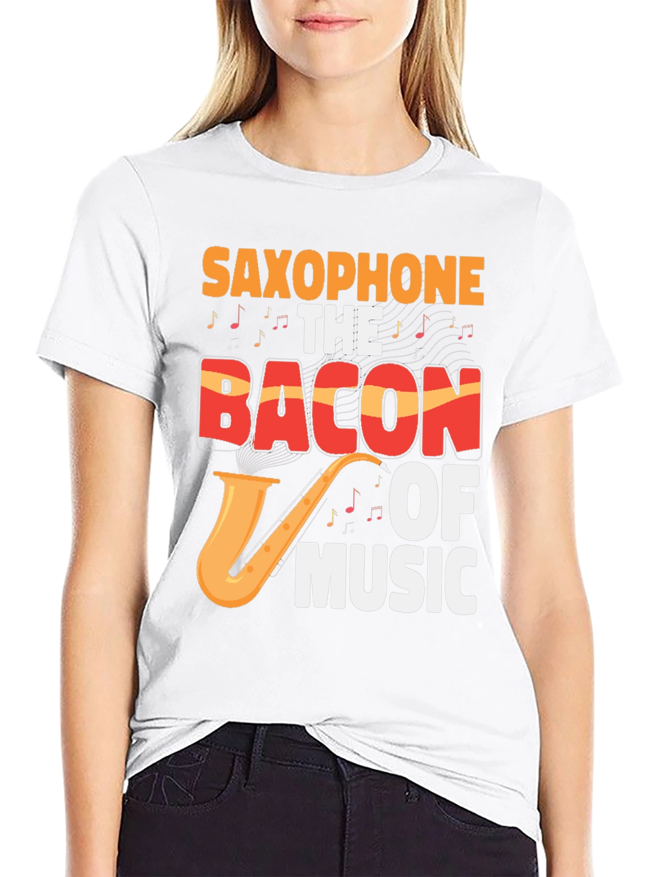 Saxophone The Bacon Of Music Graphic T-Shirt