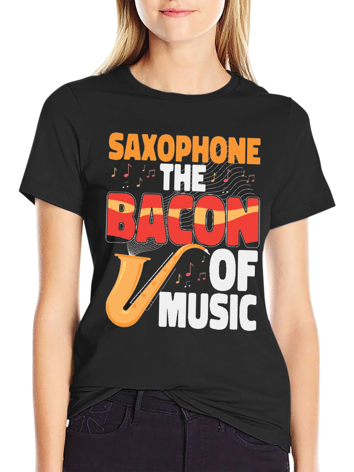 Saxophone The Bacon Of Music Graphic T-Shirt
