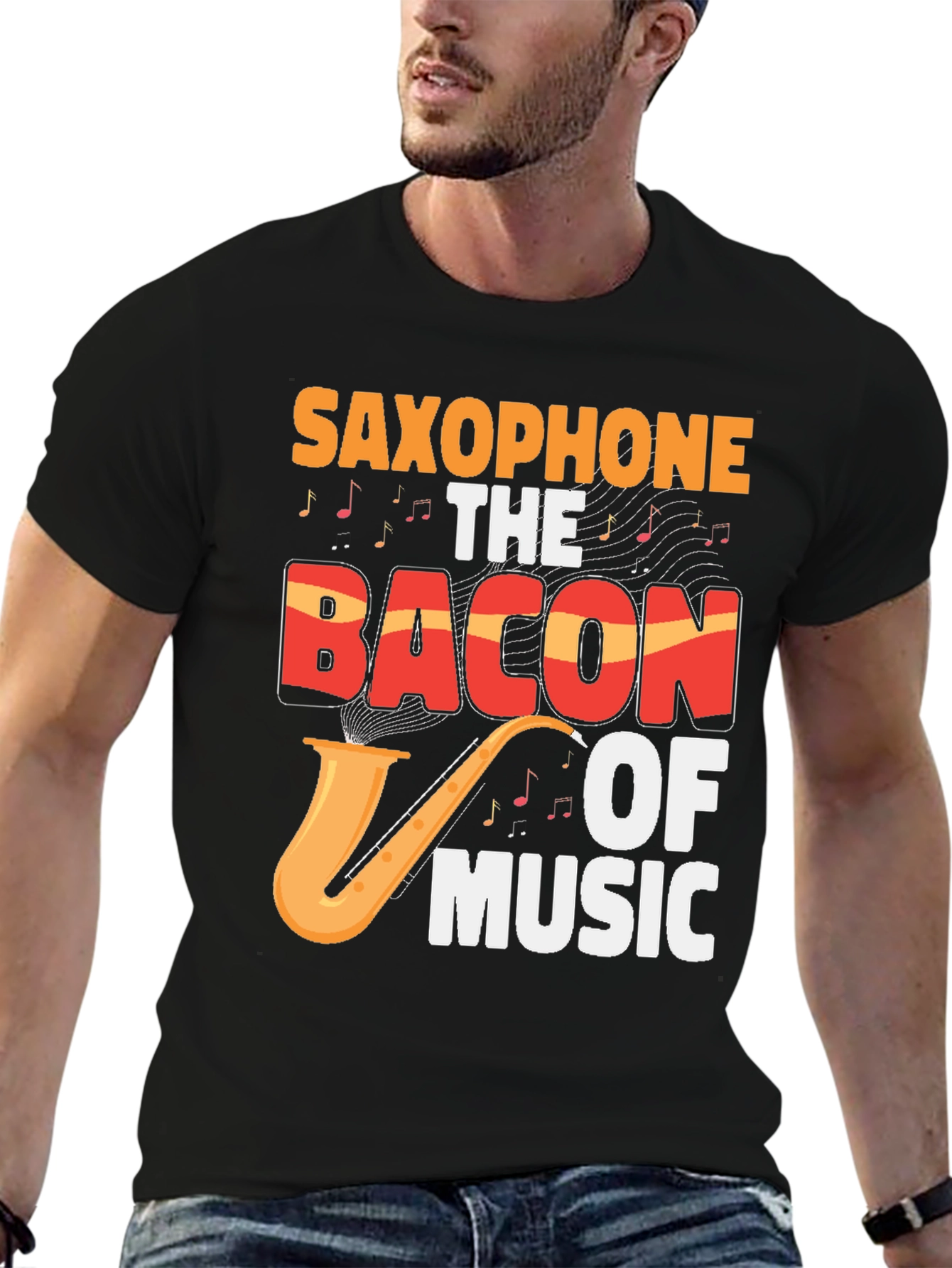 Saxophone The Bacon Of Music Graphic T-Shirt