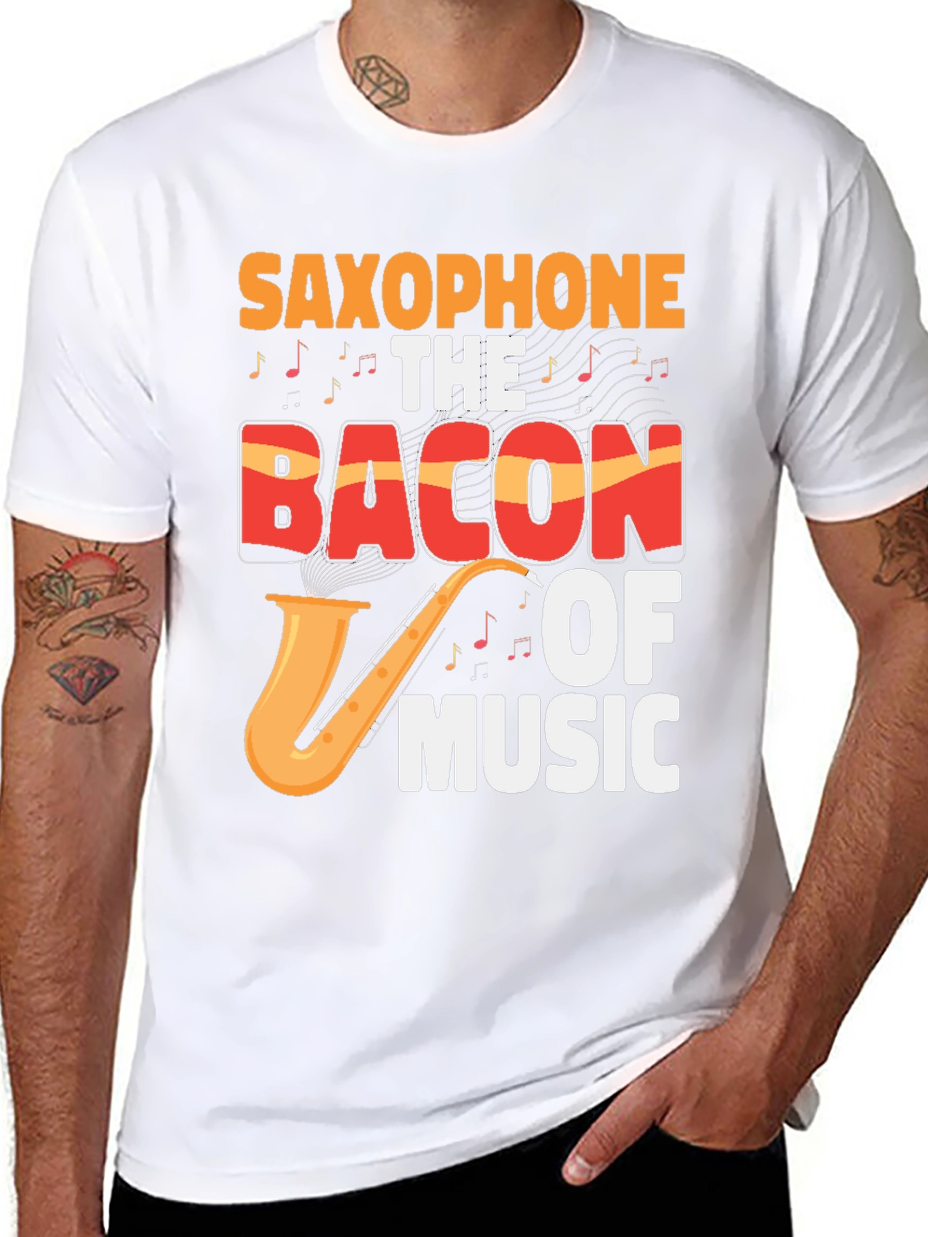 Saxophone The Bacon Of Music Graphic T-Shirt