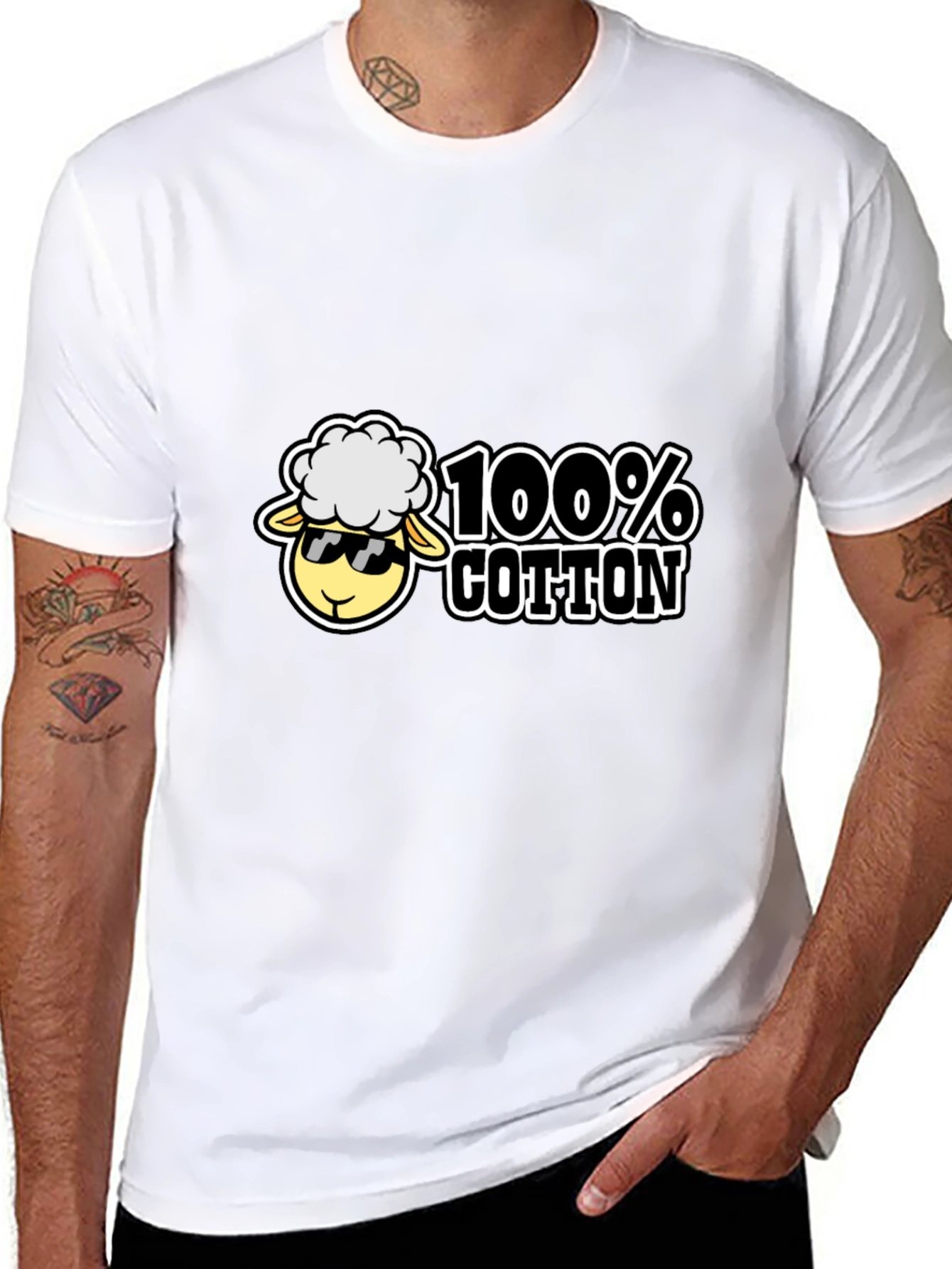 100% Cotton Sheep Graphic Black Tee
