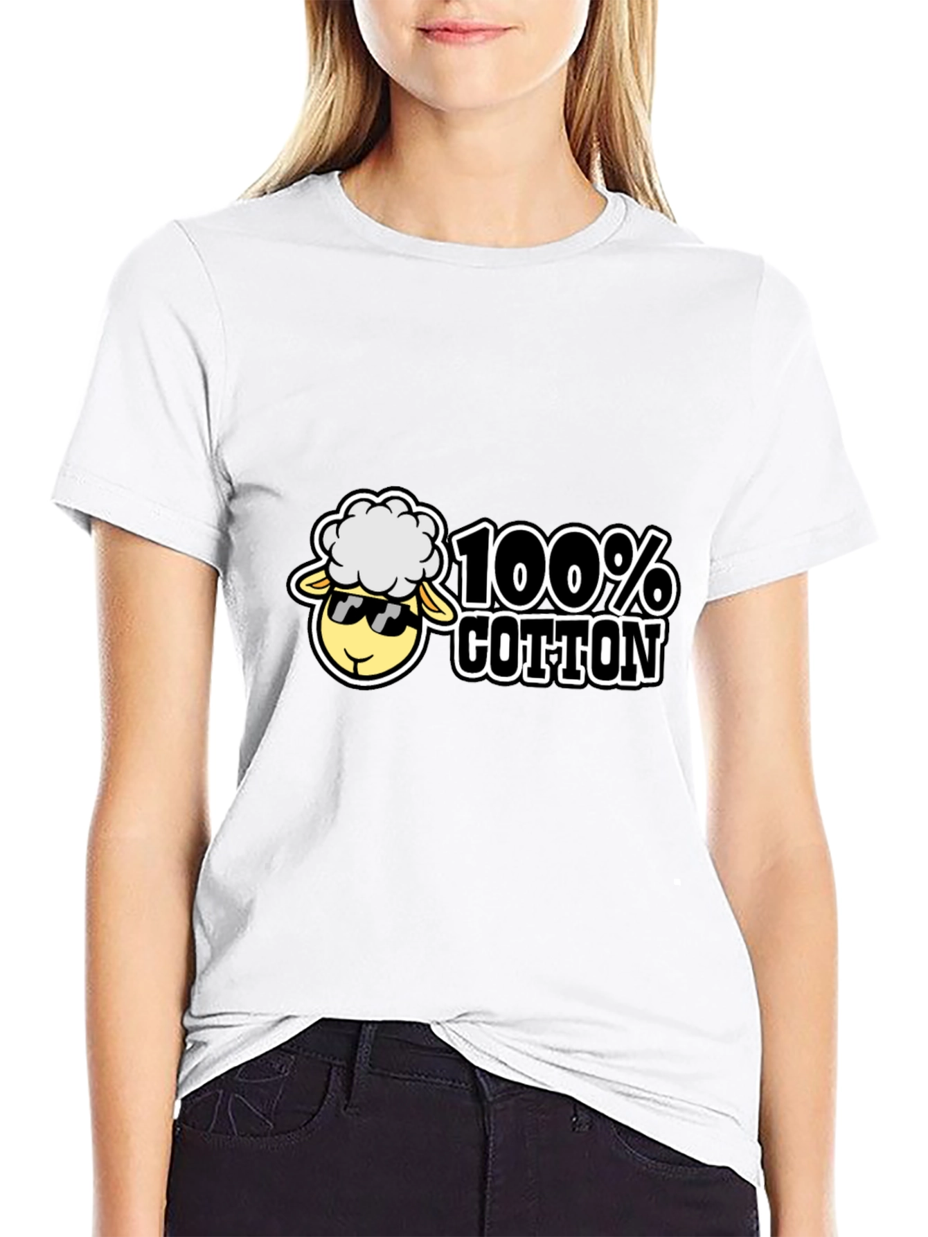 100% Cotton Sheep Graphic Black Tee
