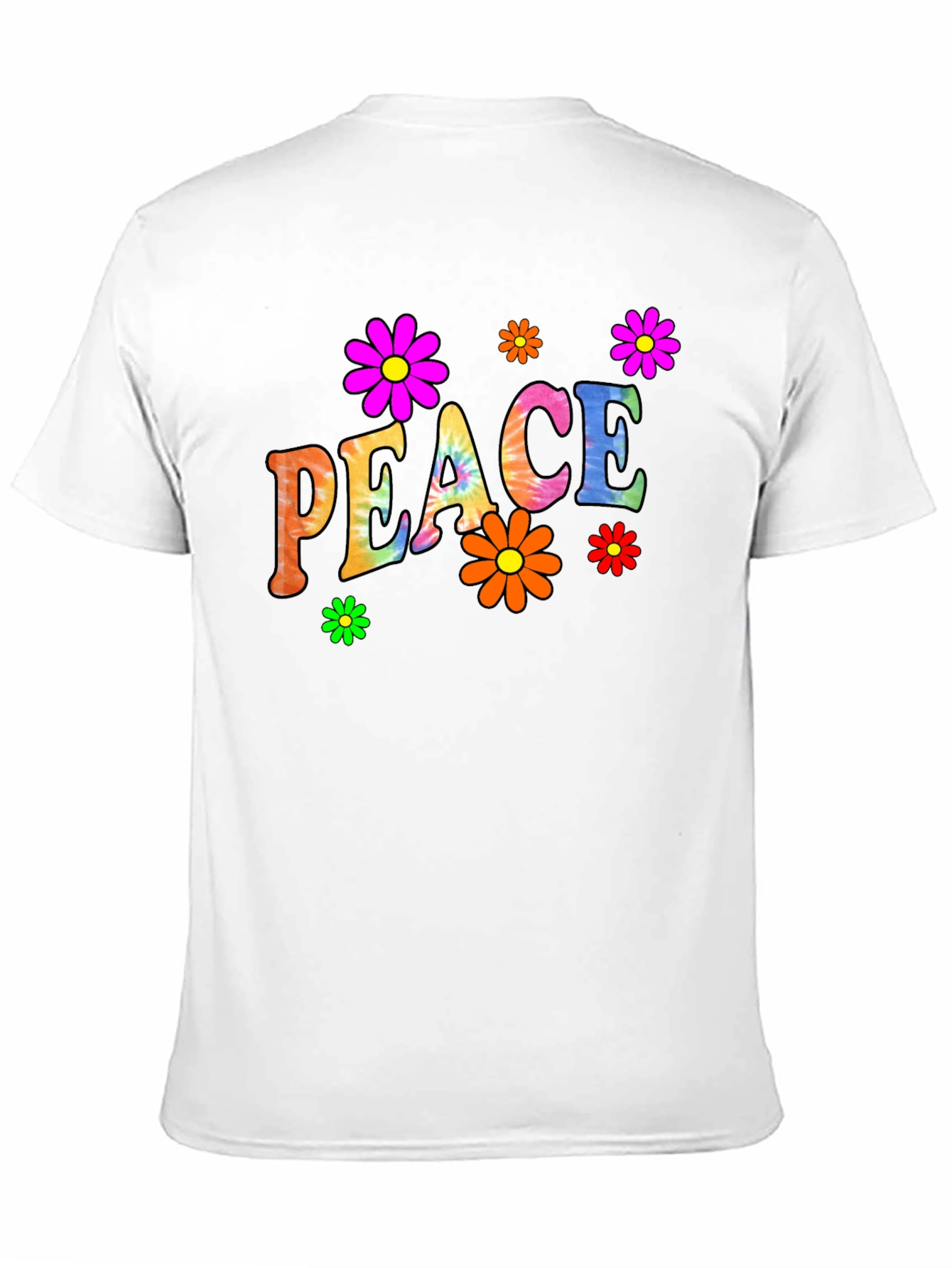 Peace Sign Flower Graphic Black T-Shirt