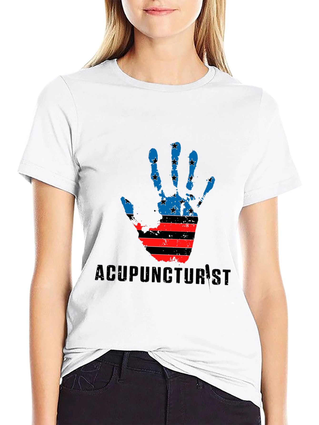 Acupuncturist American Flag Hand T-Shirt