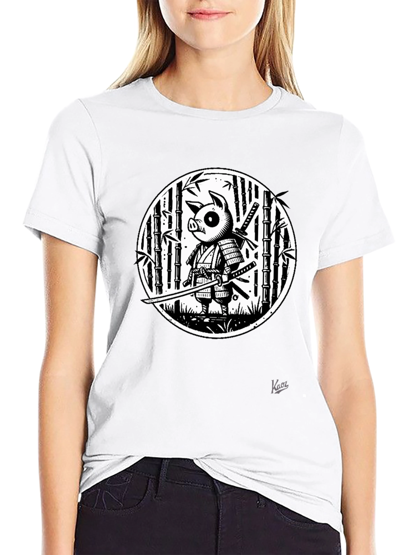 Pig Samurai Graphic Black T-Shirt - Unique Design