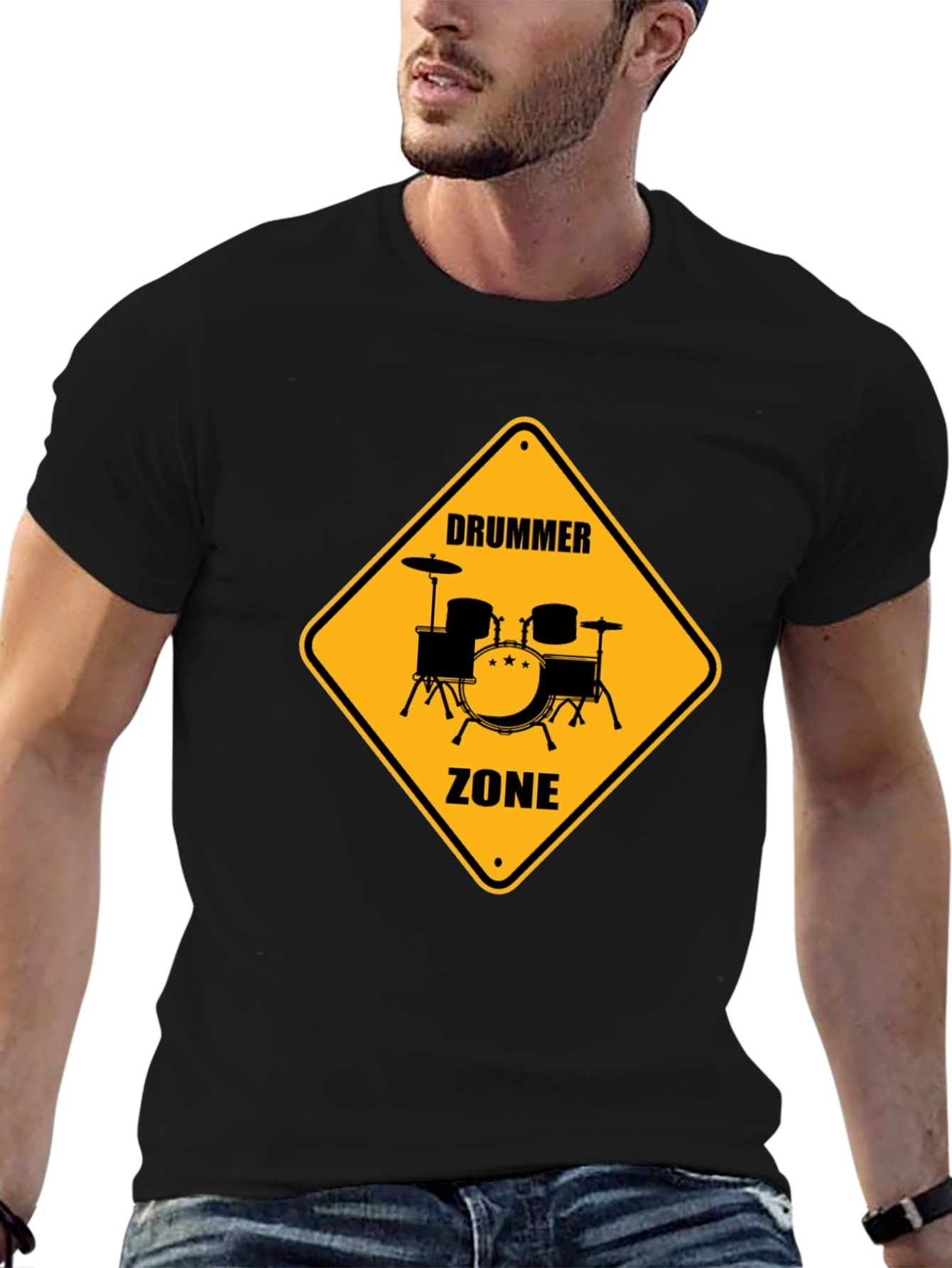 Drummer Zone Graphic Tee - Black Cotton T-Shirt