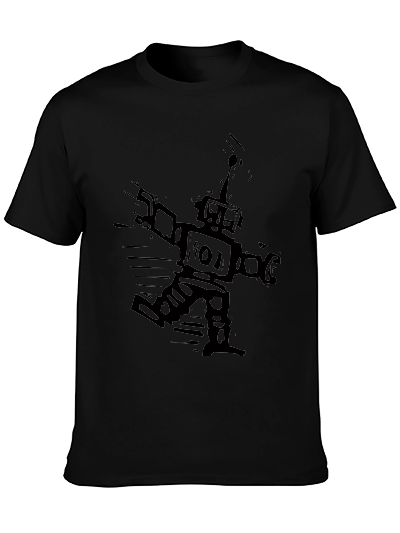 Robot Graphic Black T-Shirt - Mens Short Sleeve