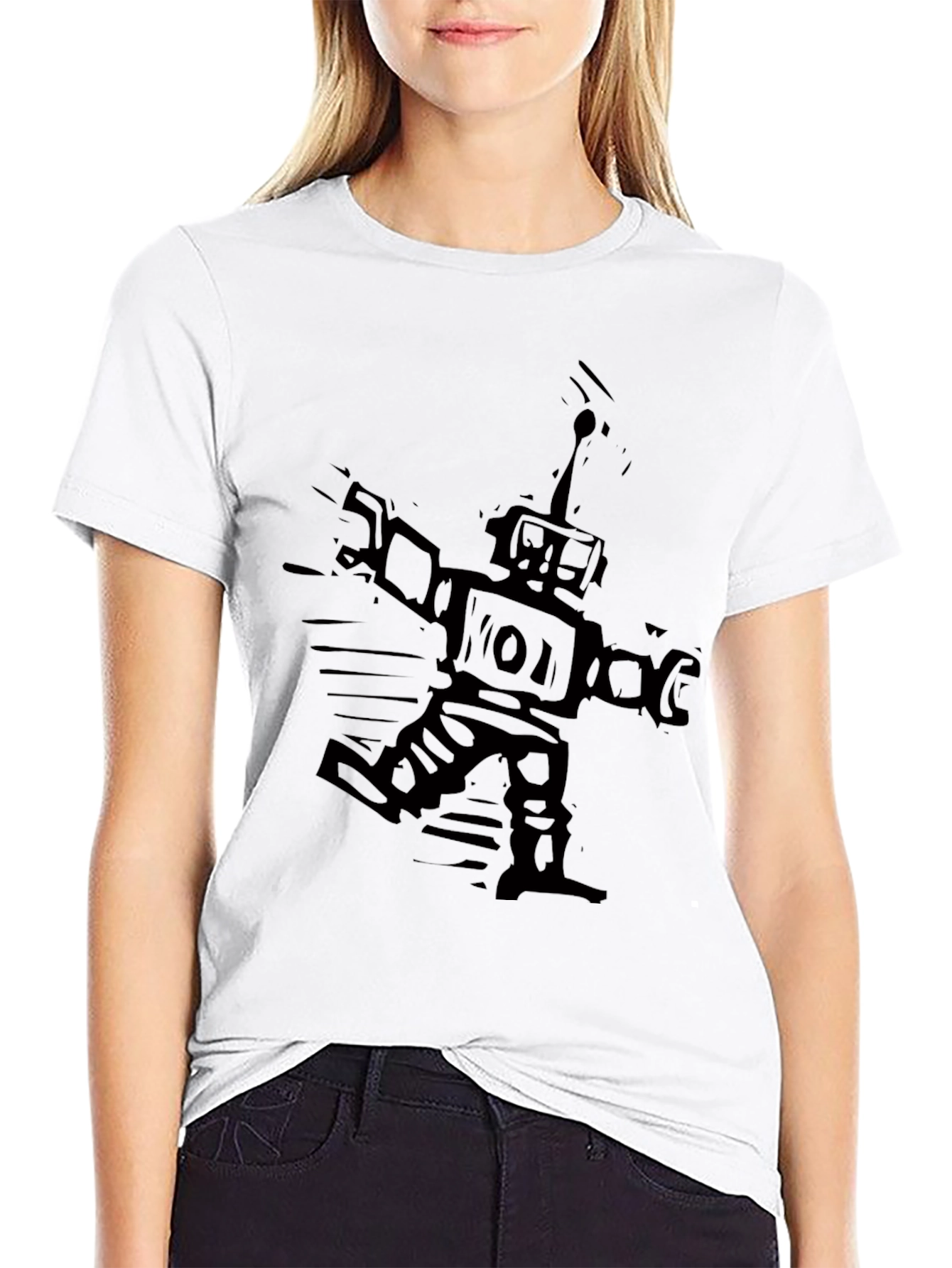 Robot Graphic Black T-Shirt - Mens Short Sleeve