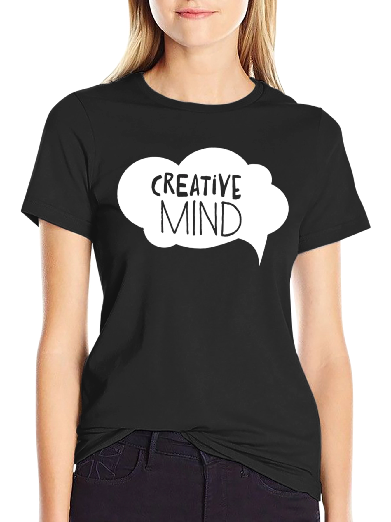Creative Mind Graphic Tee - Black Cotton T-Shirt