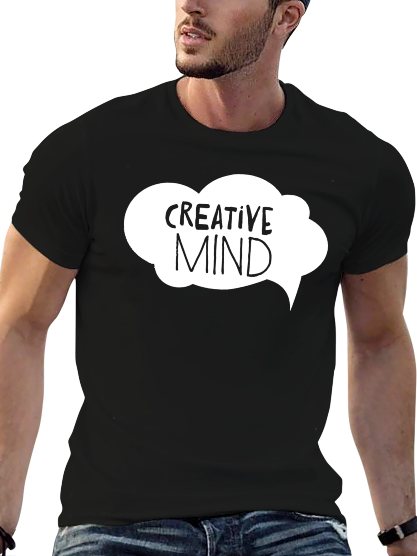Creative Mind Graphic Tee - Black Cotton T-Shirt