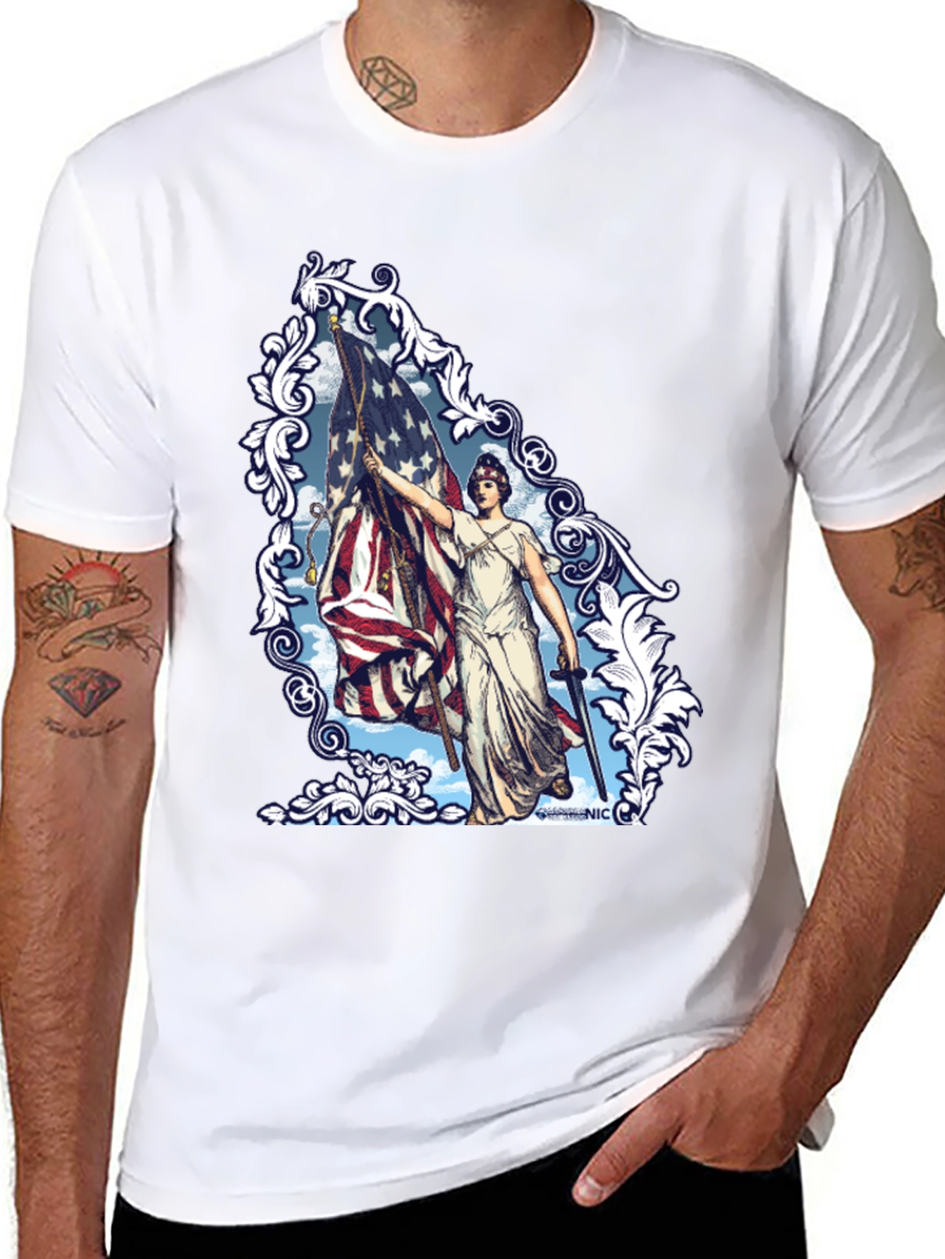 Patriotic Lady Liberty Graphic T-Shirt