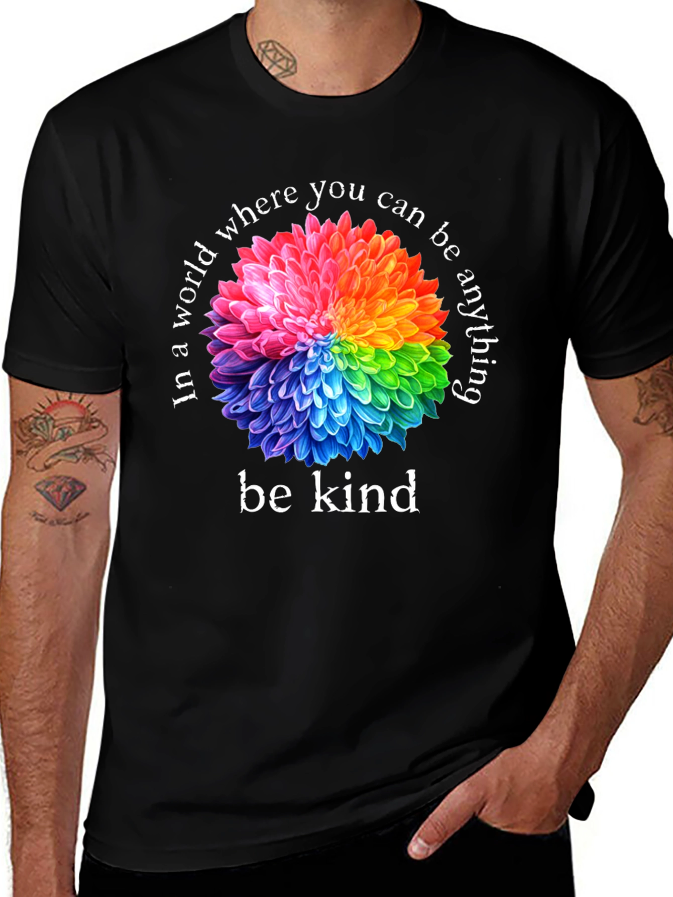 Be Kind T-Shirt - Floral Rainbow Graphic Tee