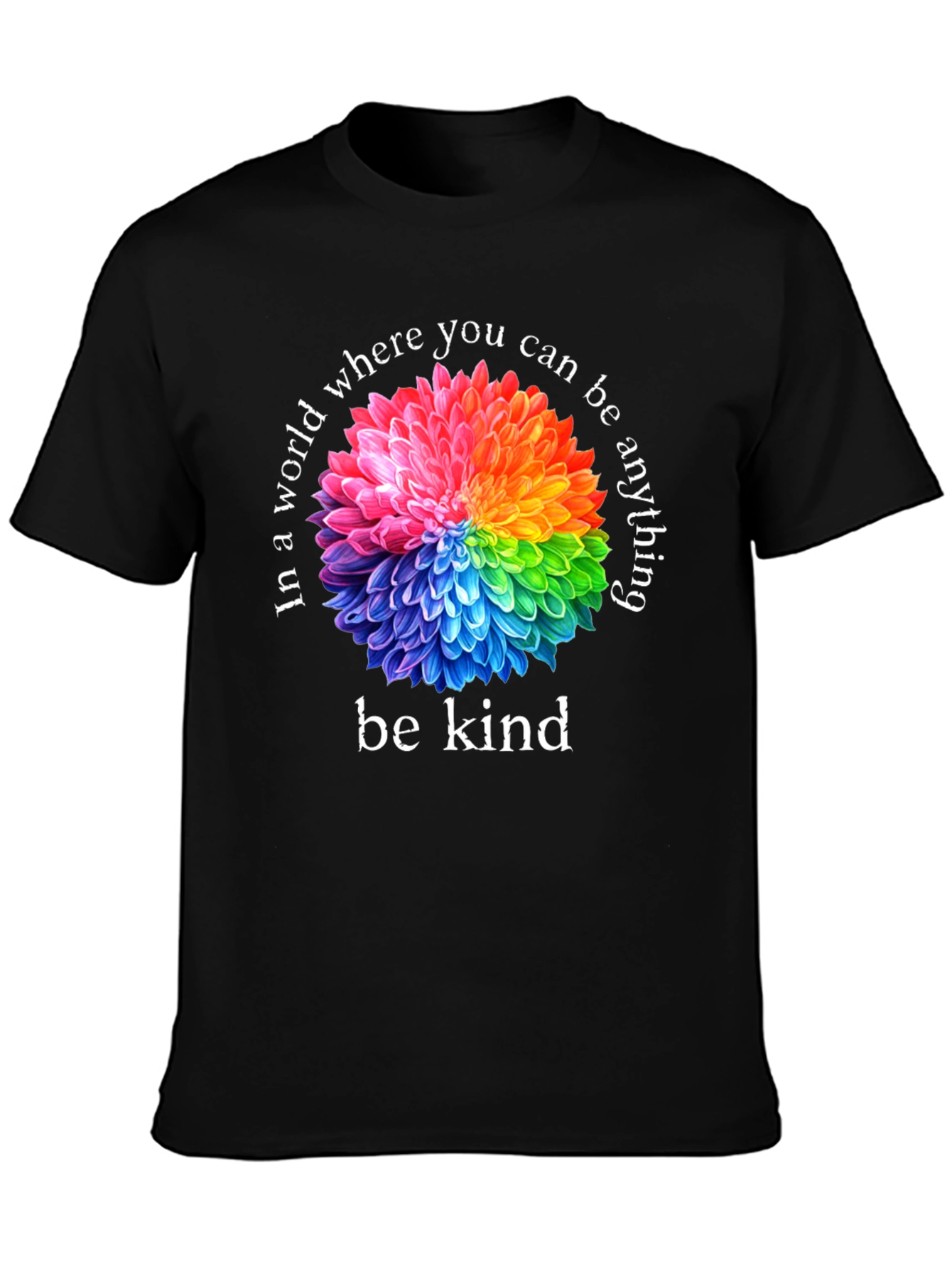 Be Kind T-Shirt - Floral Rainbow Graphic Tee