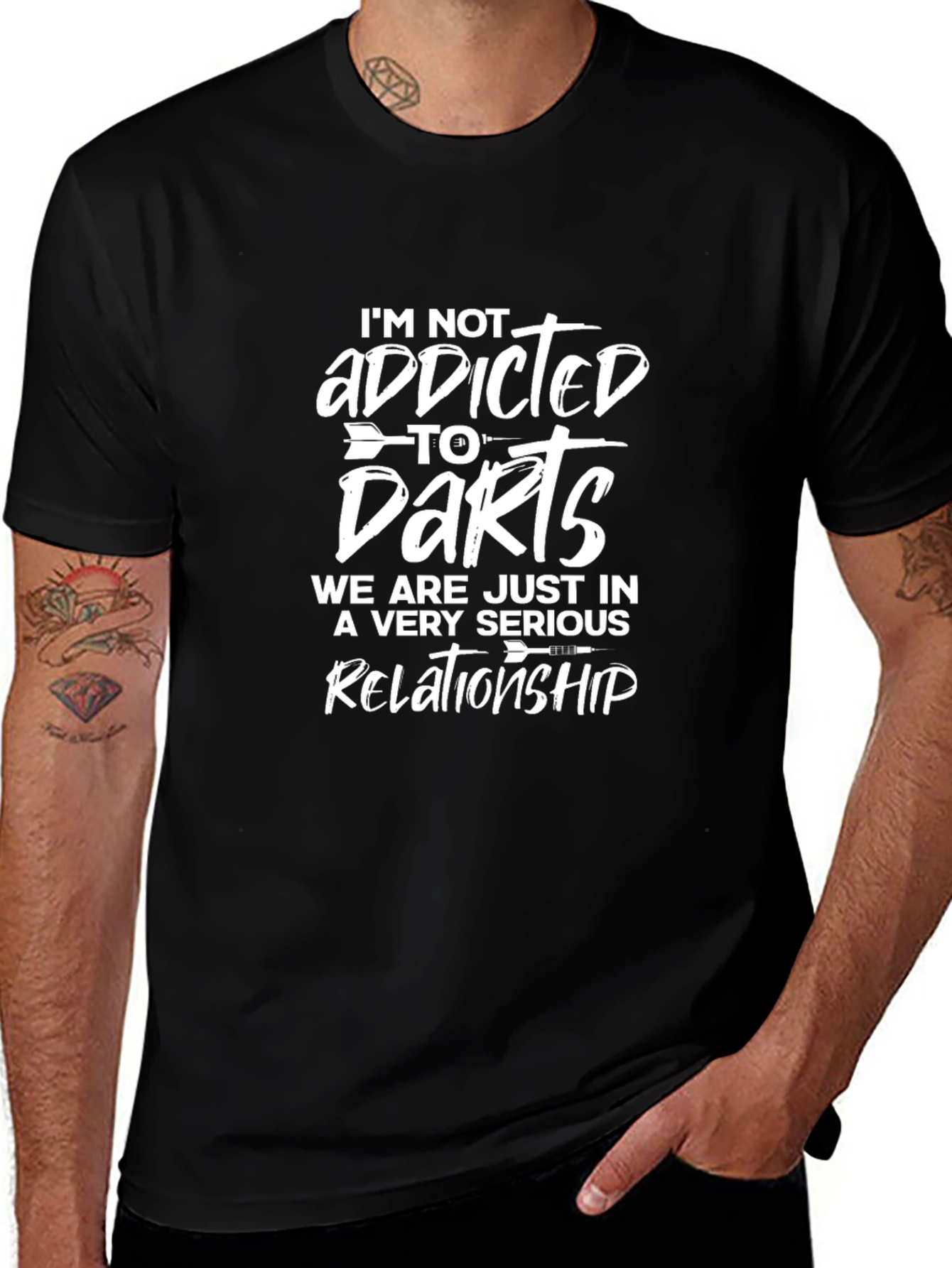 Darts Relationship Graphic Tee - Black Casual T-Shirt