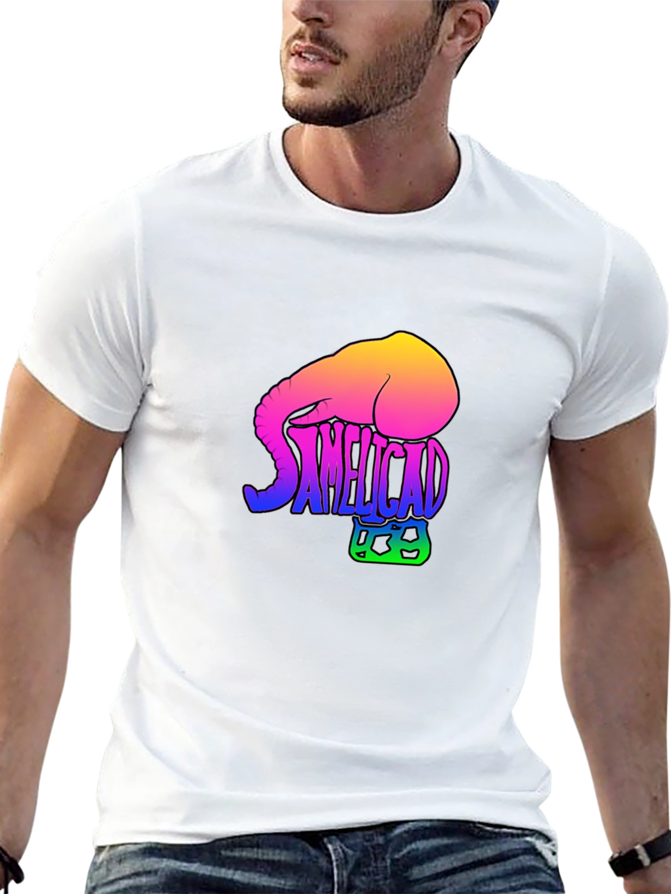 SAMELICAD Elephant Rainbow Graphic T-Shirt
