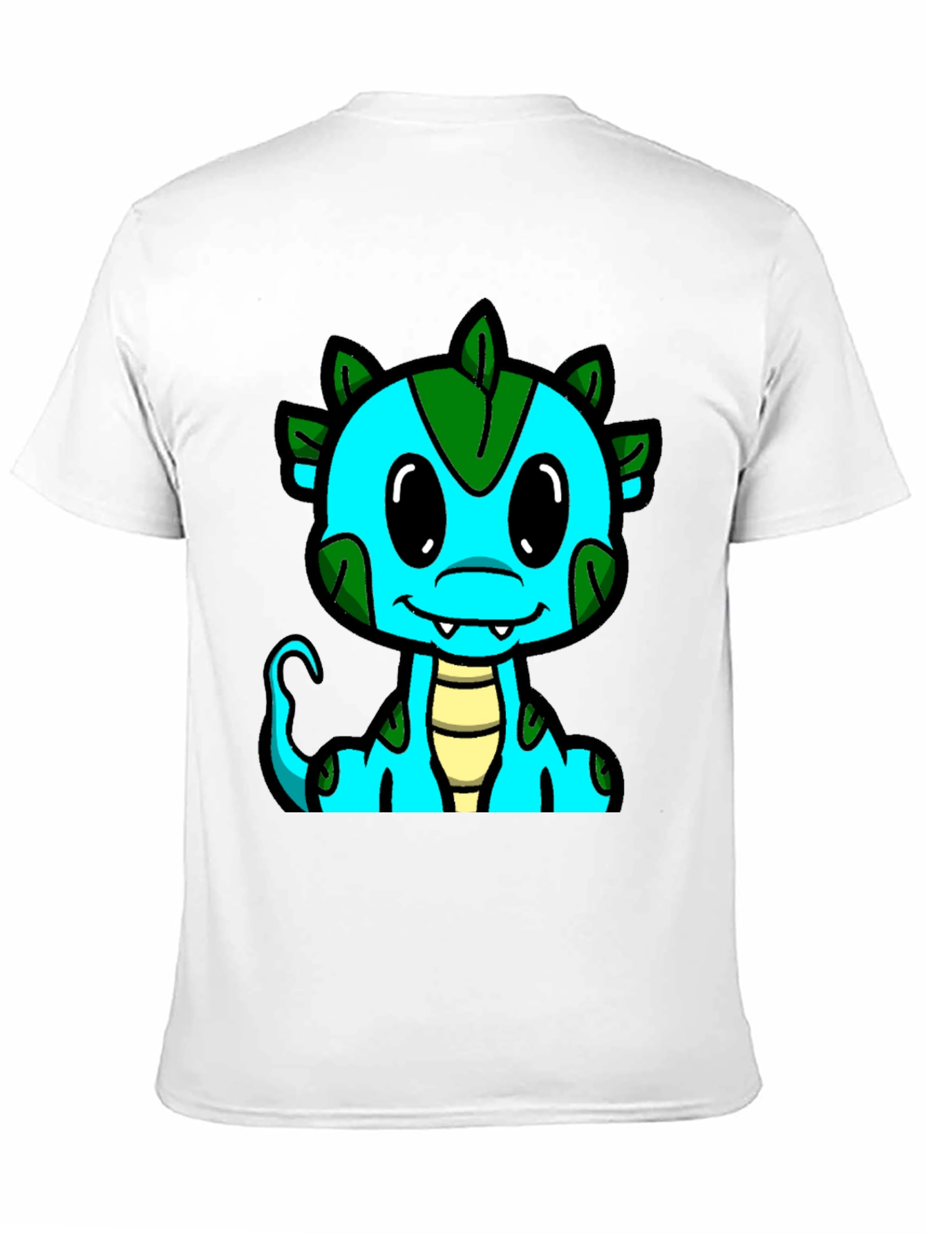 Cute Cartoon Dragon Graphic Tee - Black