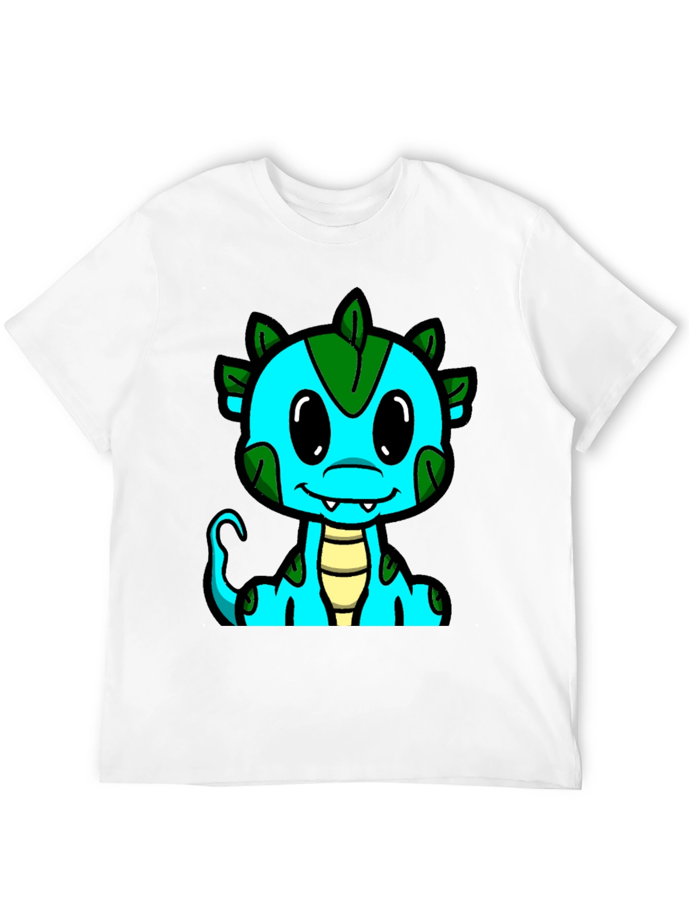 Cute Cartoon Dragon Graphic Tee - Black