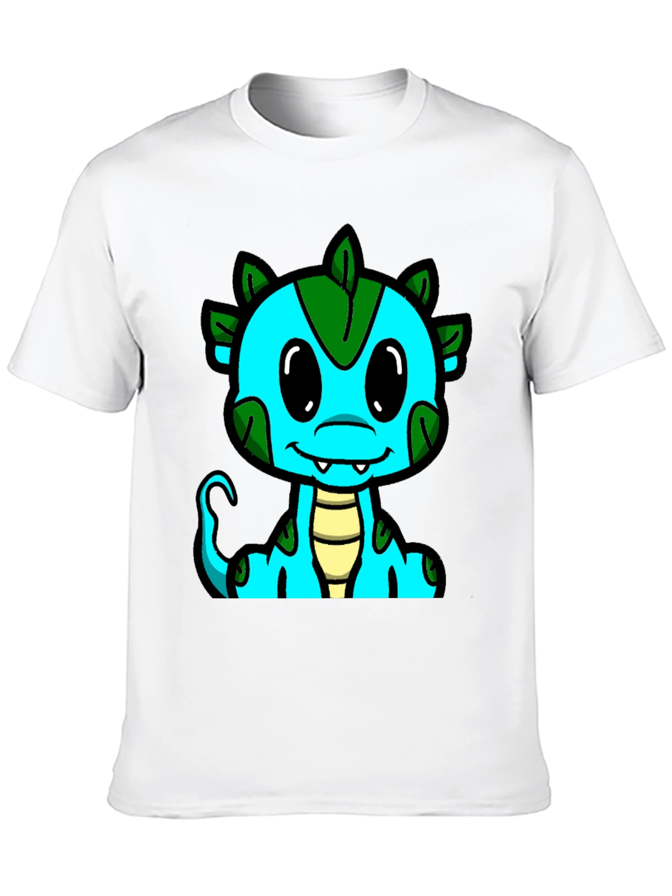 Cute Cartoon Dragon Graphic Tee - Black