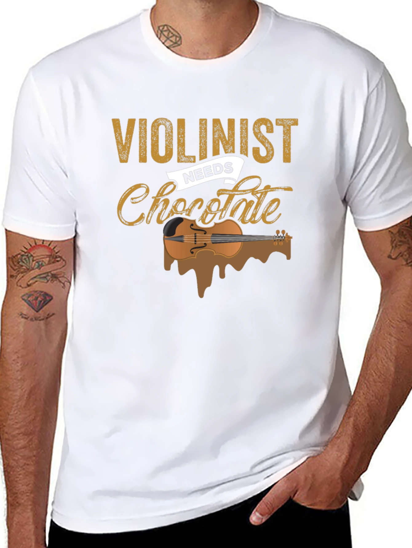 Violinist Needs Chocolate T-Shirt - Music Lover Tee