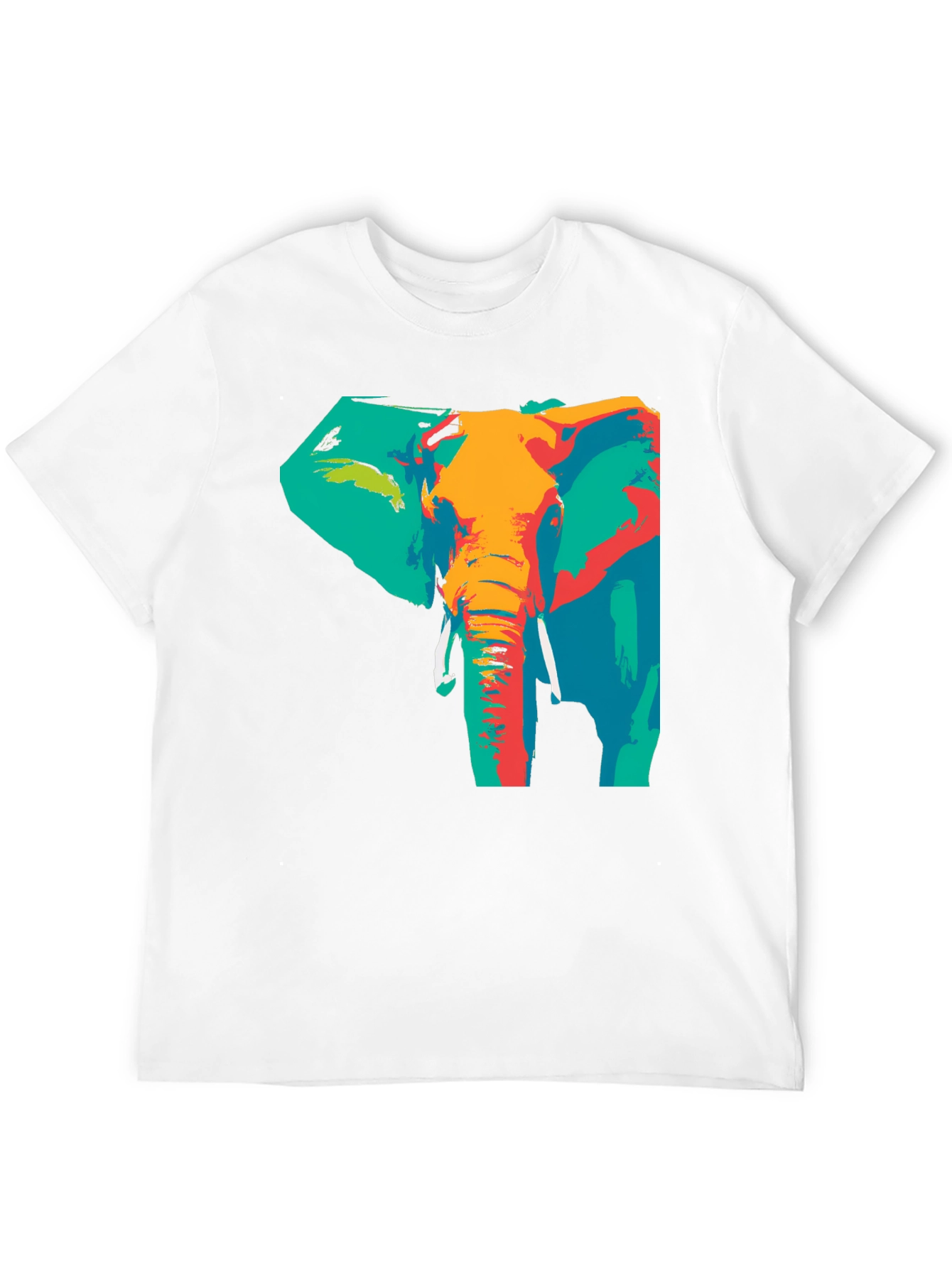 Abstract Elephant Print T-Shirt - Artistic Style