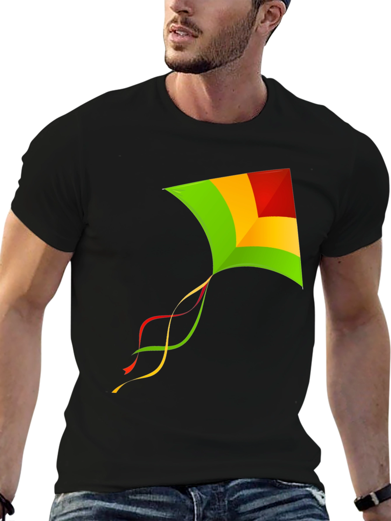 Kite Graphic Tee - Stylish Mens Black T-Shirt
