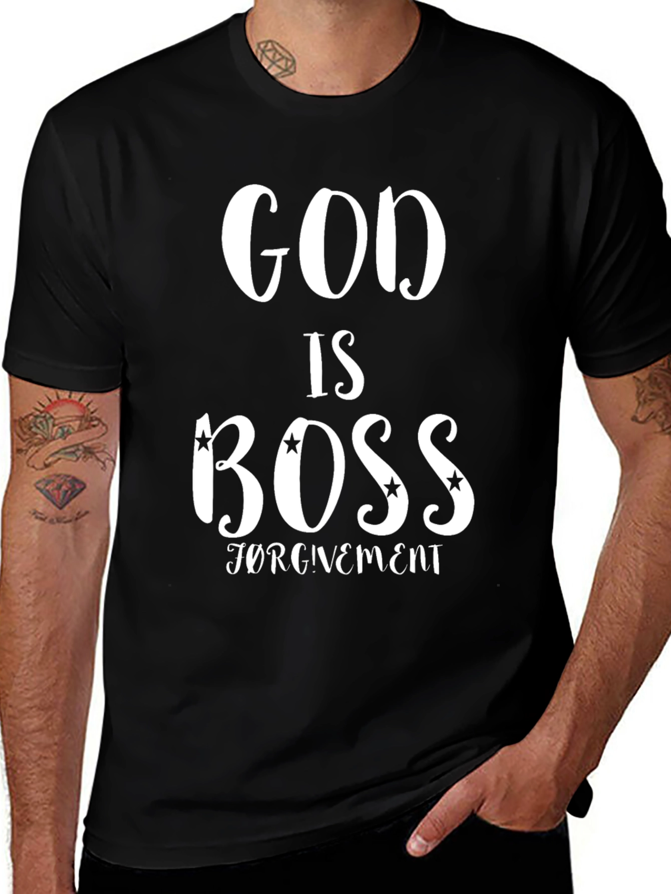 God is Boss Black T-Shirt