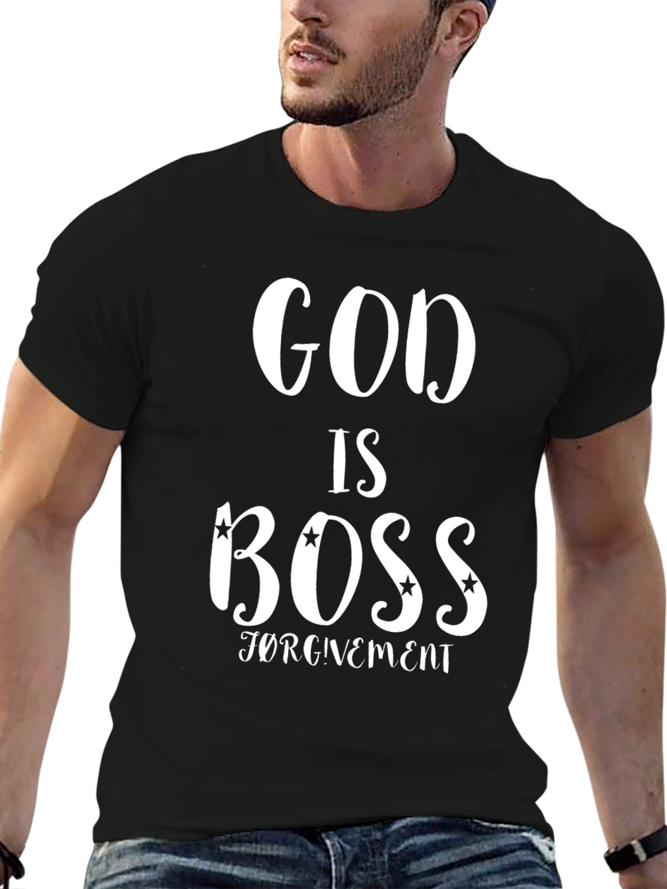 God is Boss Black T-Shirt