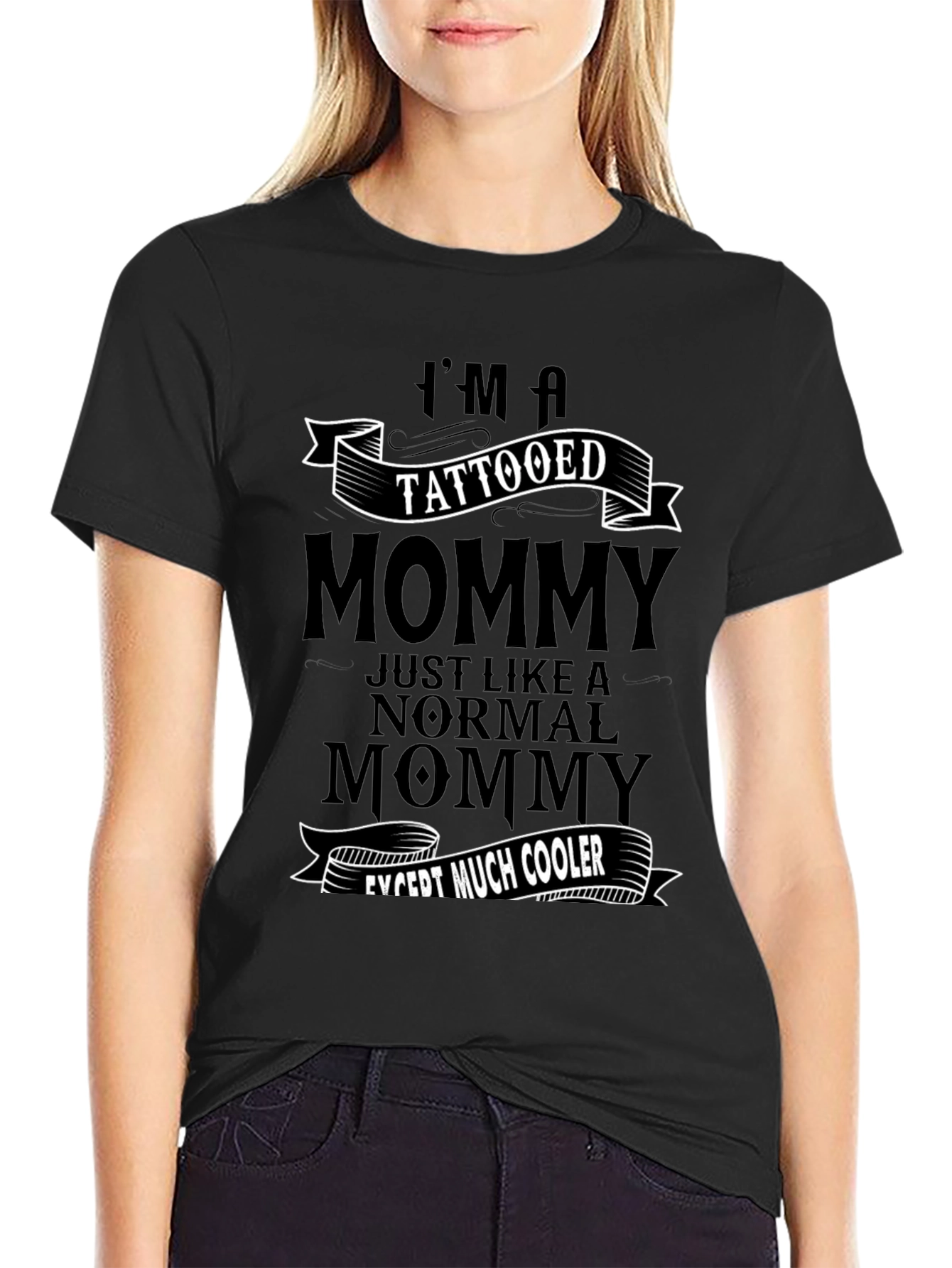 Tattooed Mommy Black Graphic T-Shirt