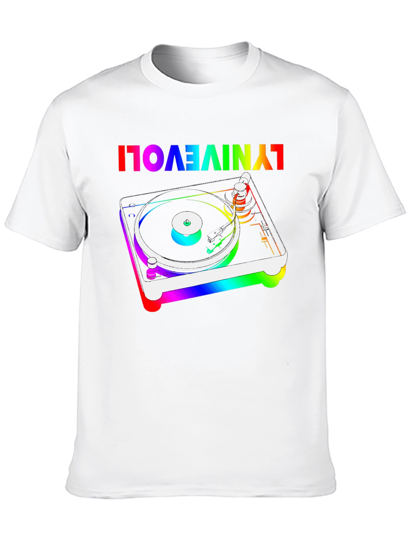 Rainbow Turntable Graphic Tee - Retro Music Lover