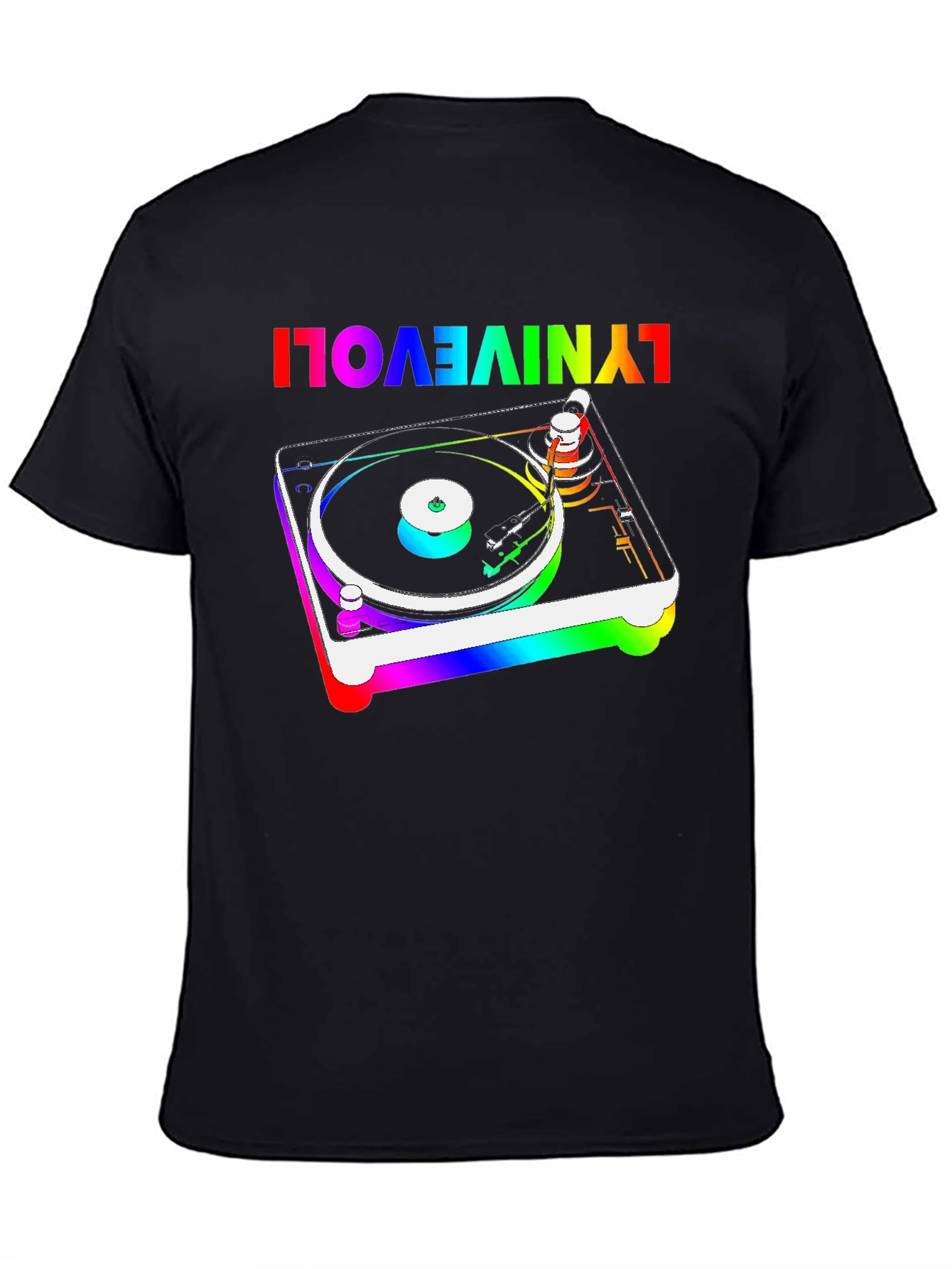 Rainbow Turntable Graphic Tee - Retro Music Lover