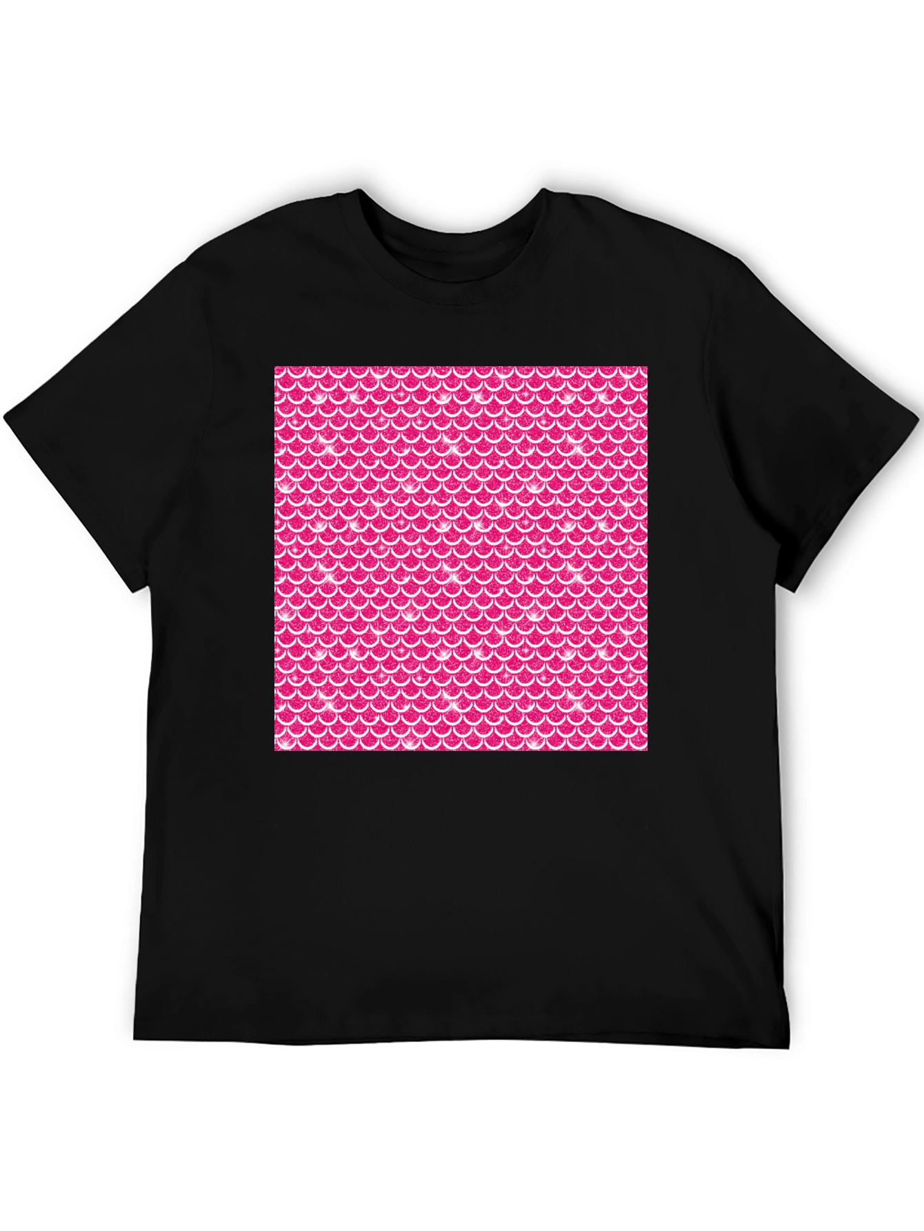 Mermaid Scales Patterned Black T-Shirt