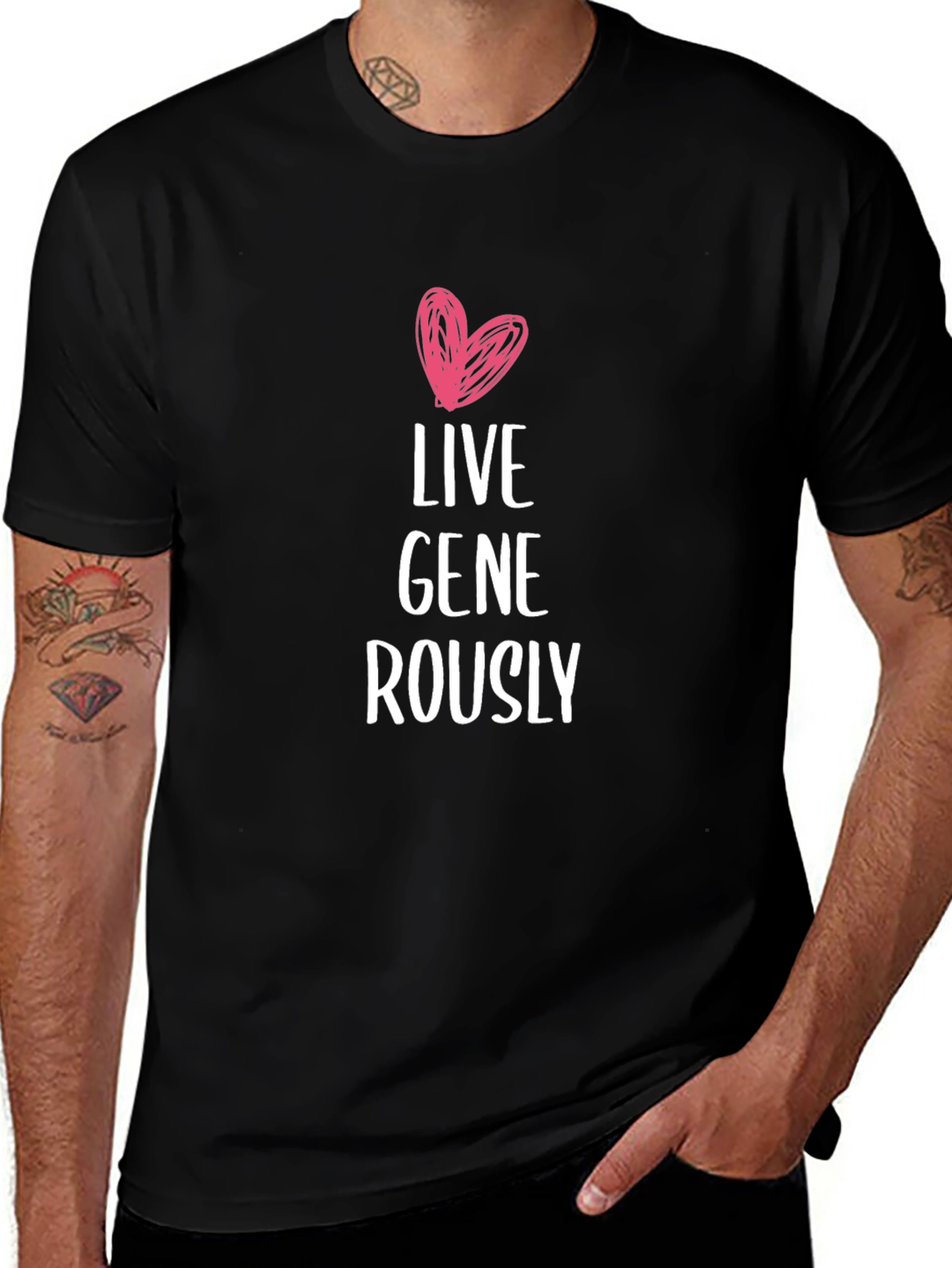 Live Generously T-Shirt - Heart Design