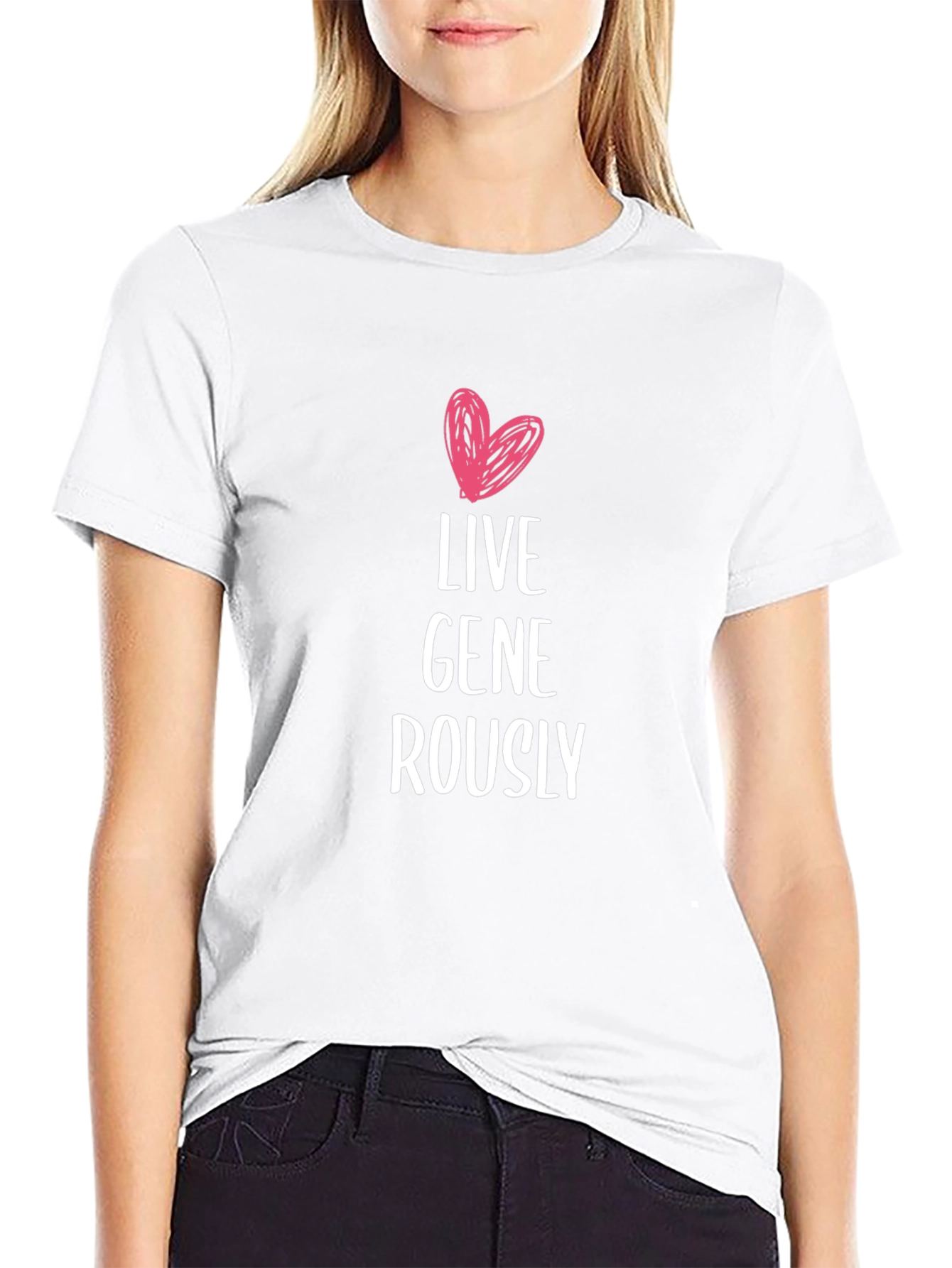 Live Generously T-Shirt - Heart Design