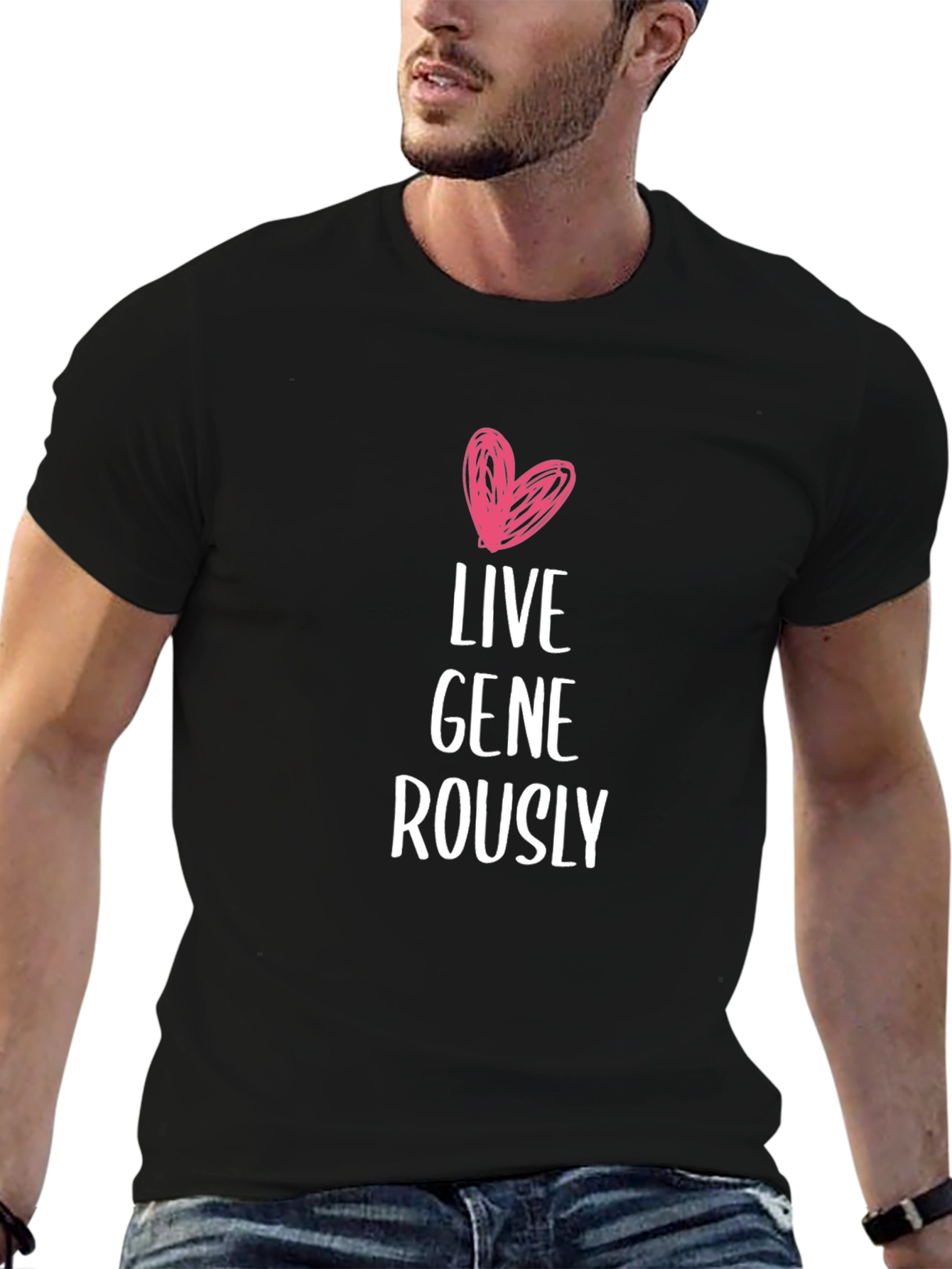 Live Generously T-Shirt - Heart Design