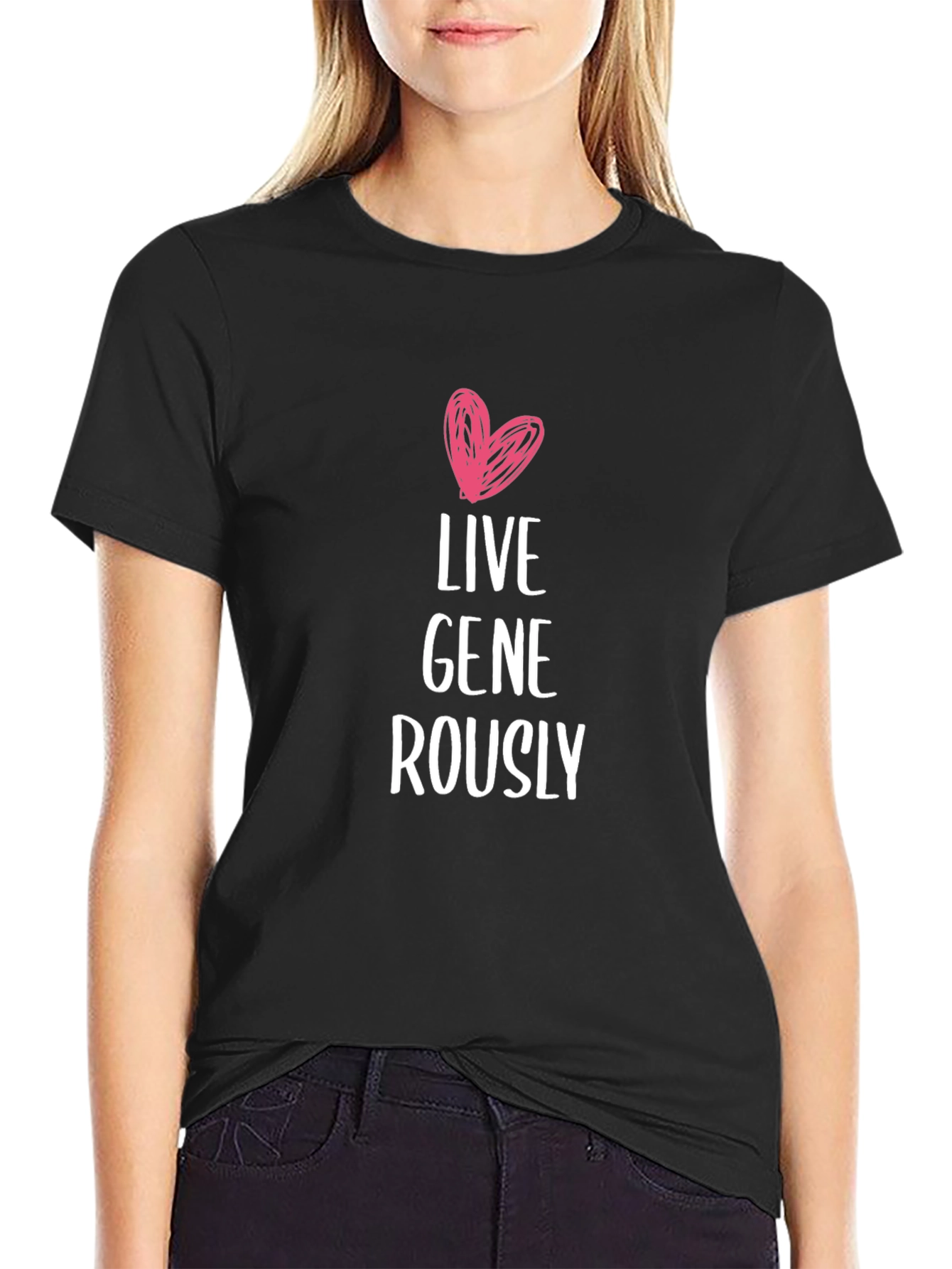 Live Generously T-Shirt - Heart Design