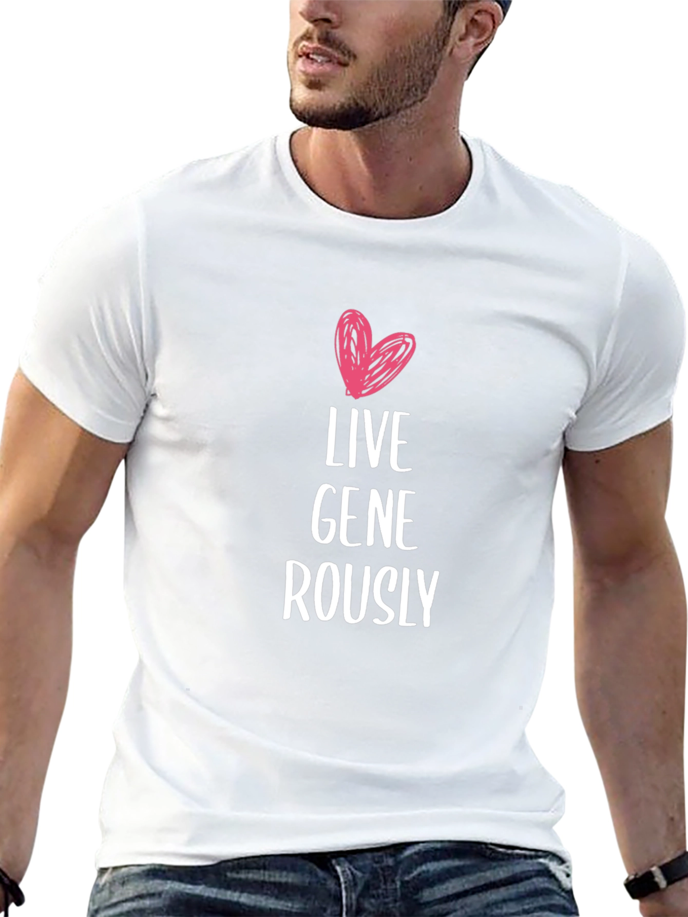 Live Generously T-Shirt - Heart Design
