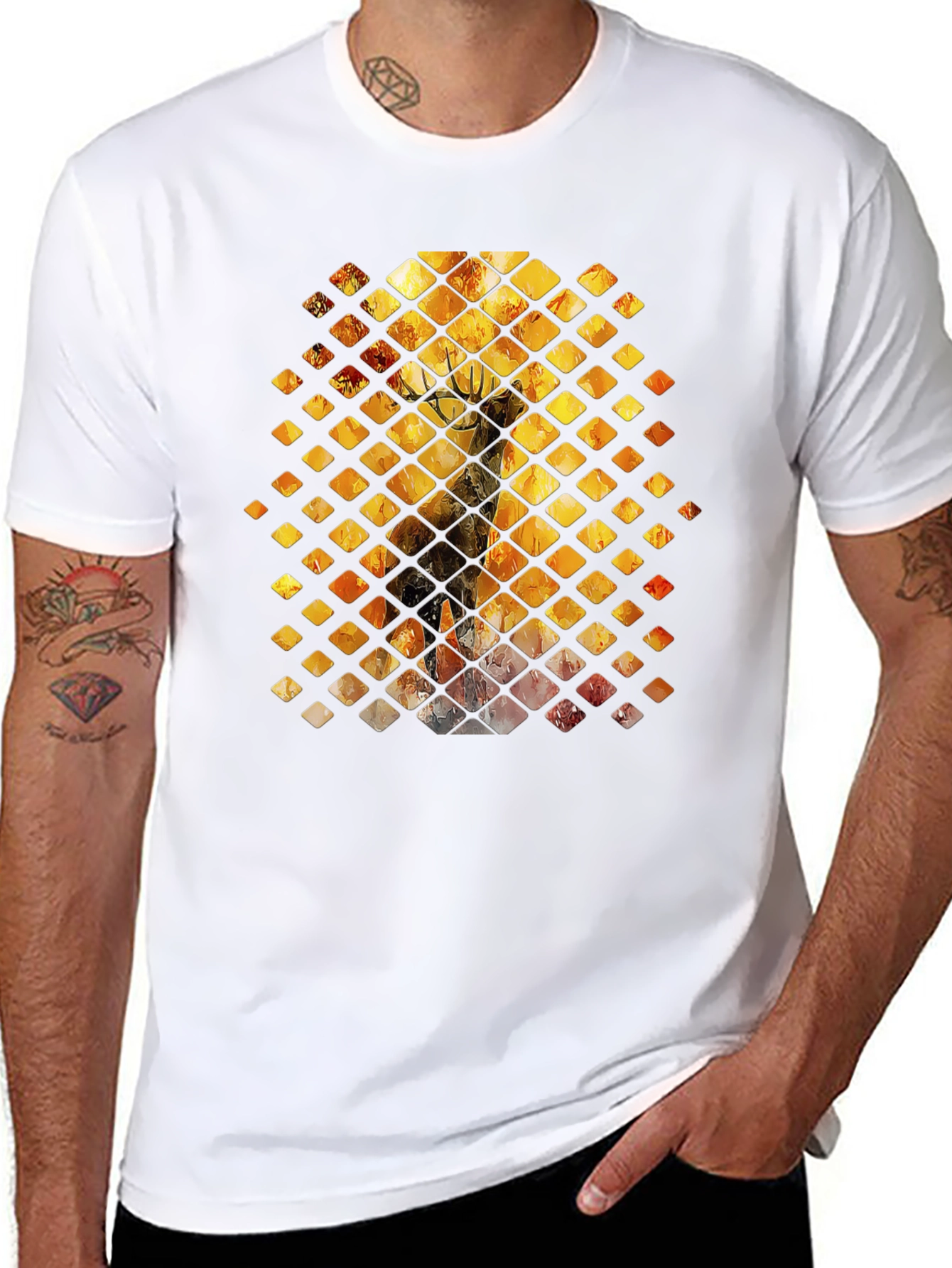 Diamond Deer Graphic Tee - Black