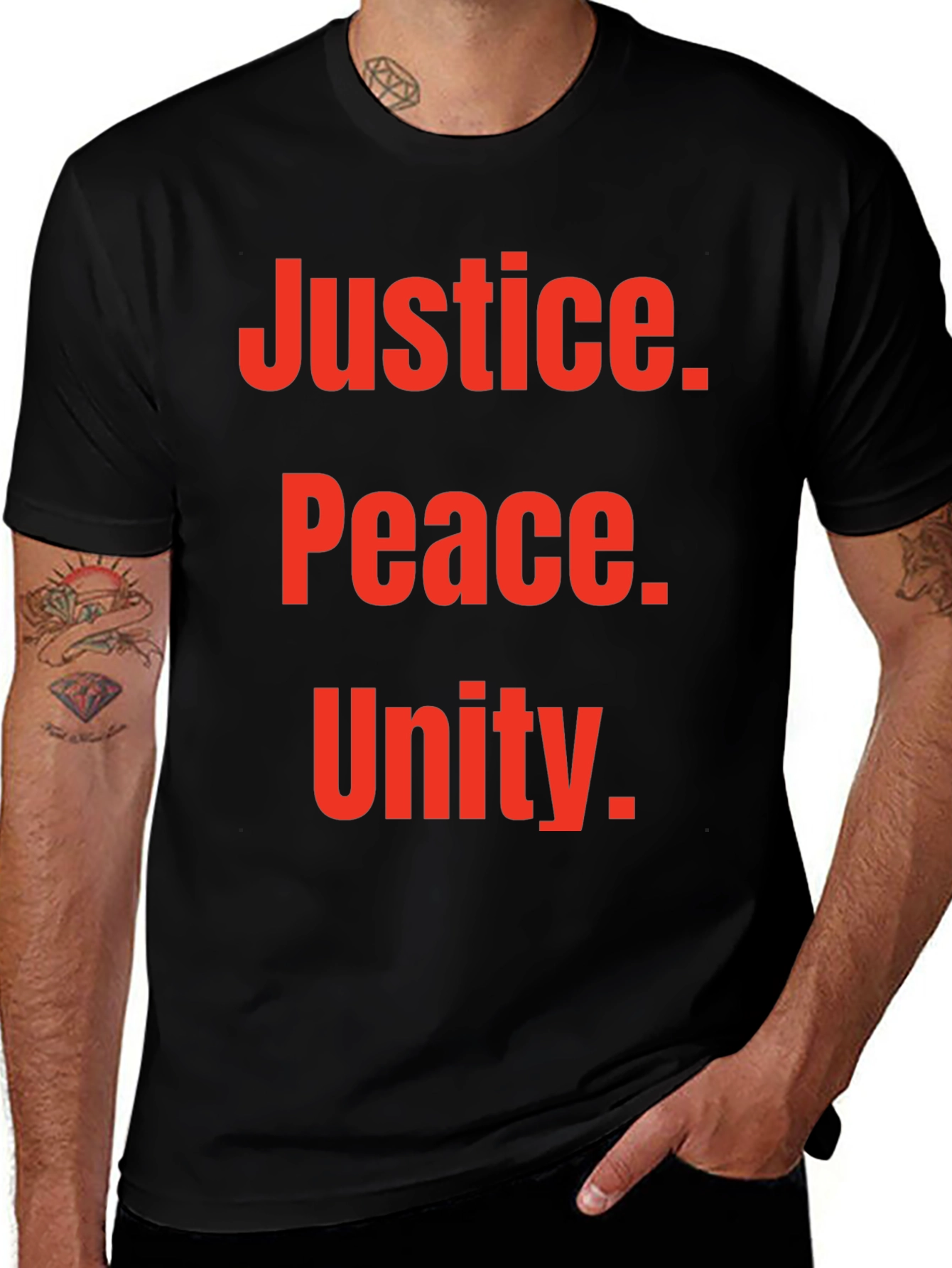 Justice Peace Unity Graphic Tee - Black