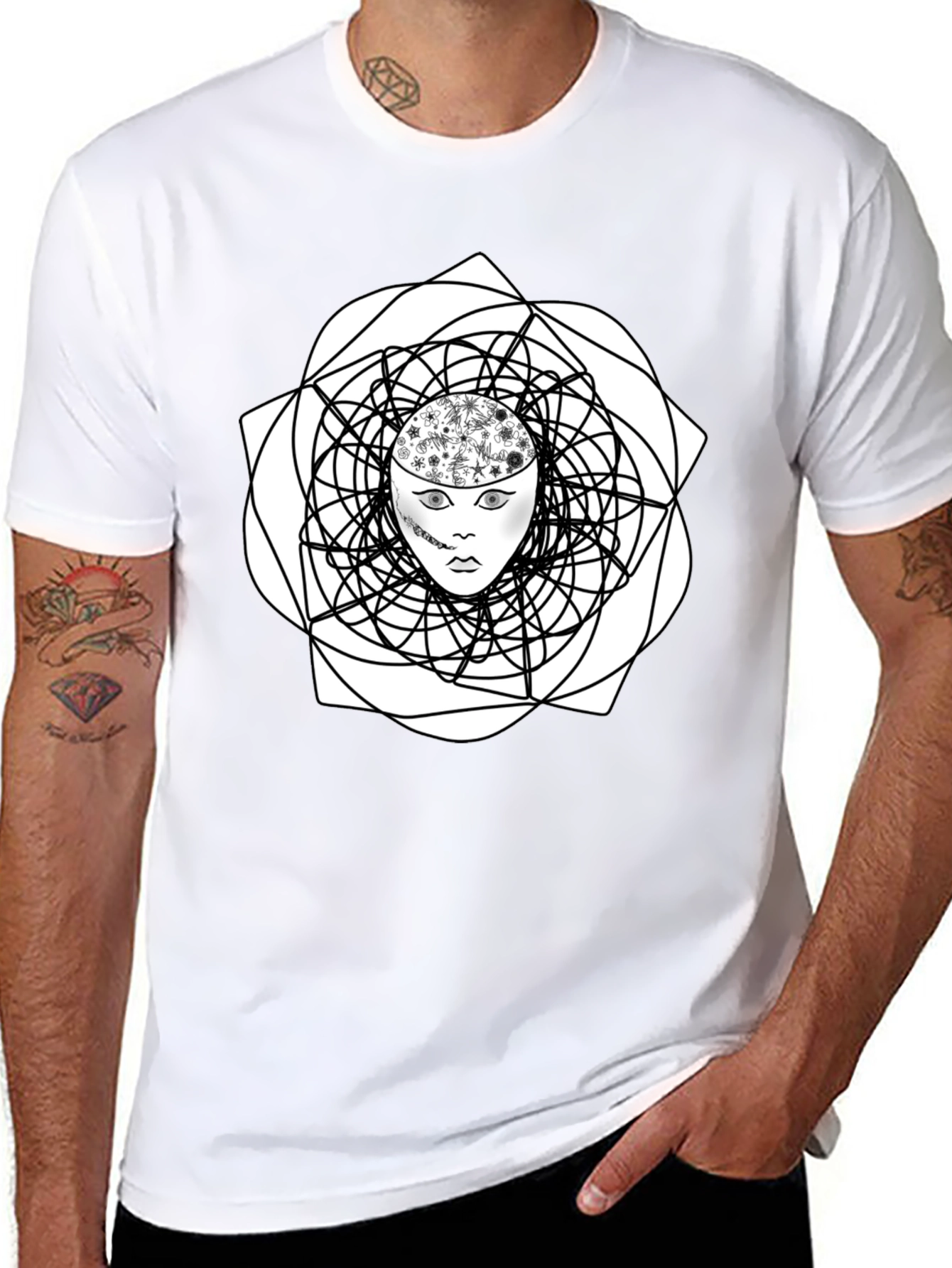 Abstract Mind Black Graphic Tee