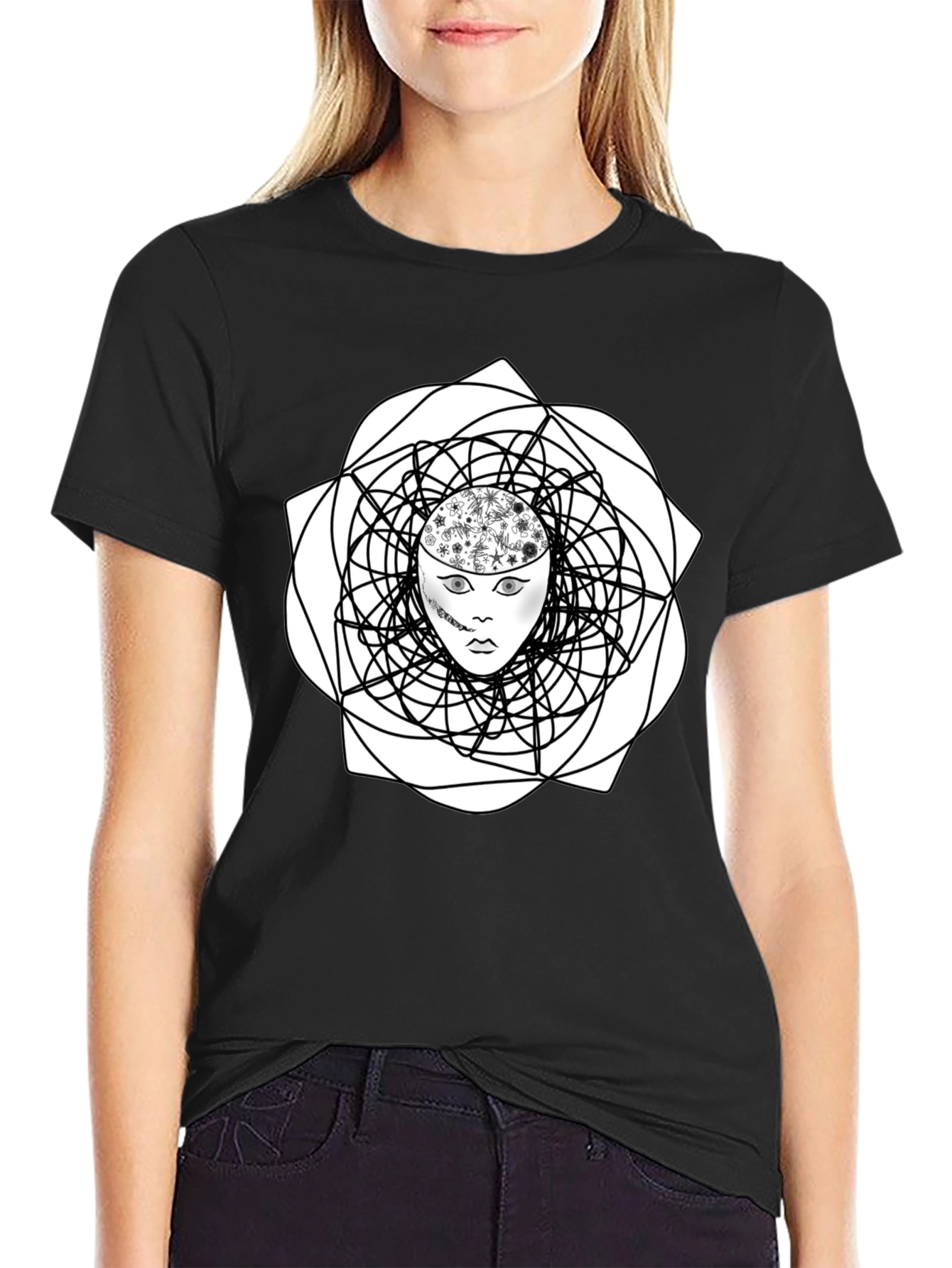 Abstract Mind Black Graphic Tee