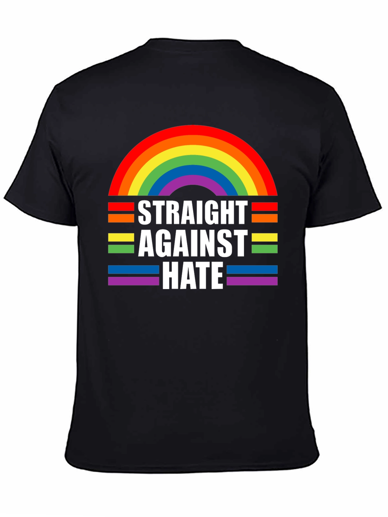 Straight Against Hate Rainbow Graphic T-Shirt