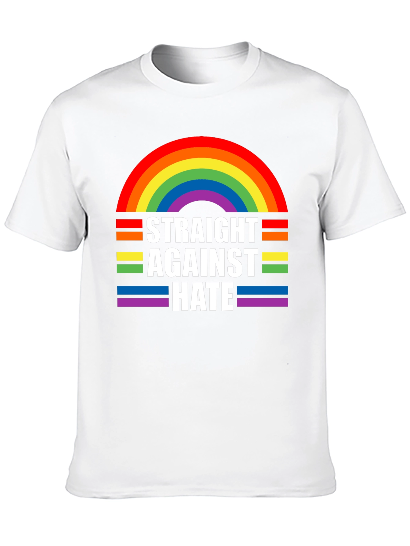 Straight Against Hate Rainbow Graphic T-Shirt
