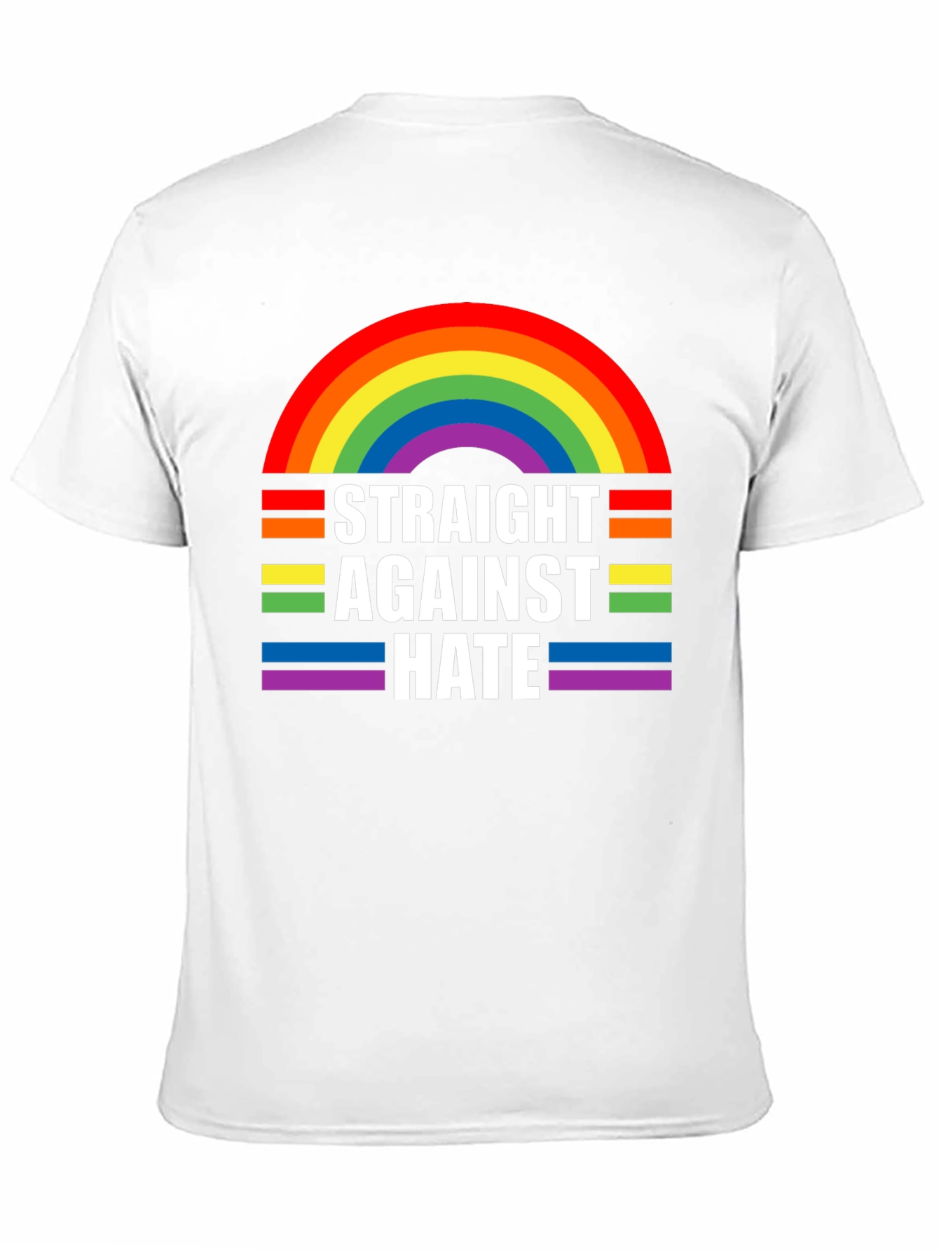 Straight Against Hate Rainbow Graphic T-Shirt