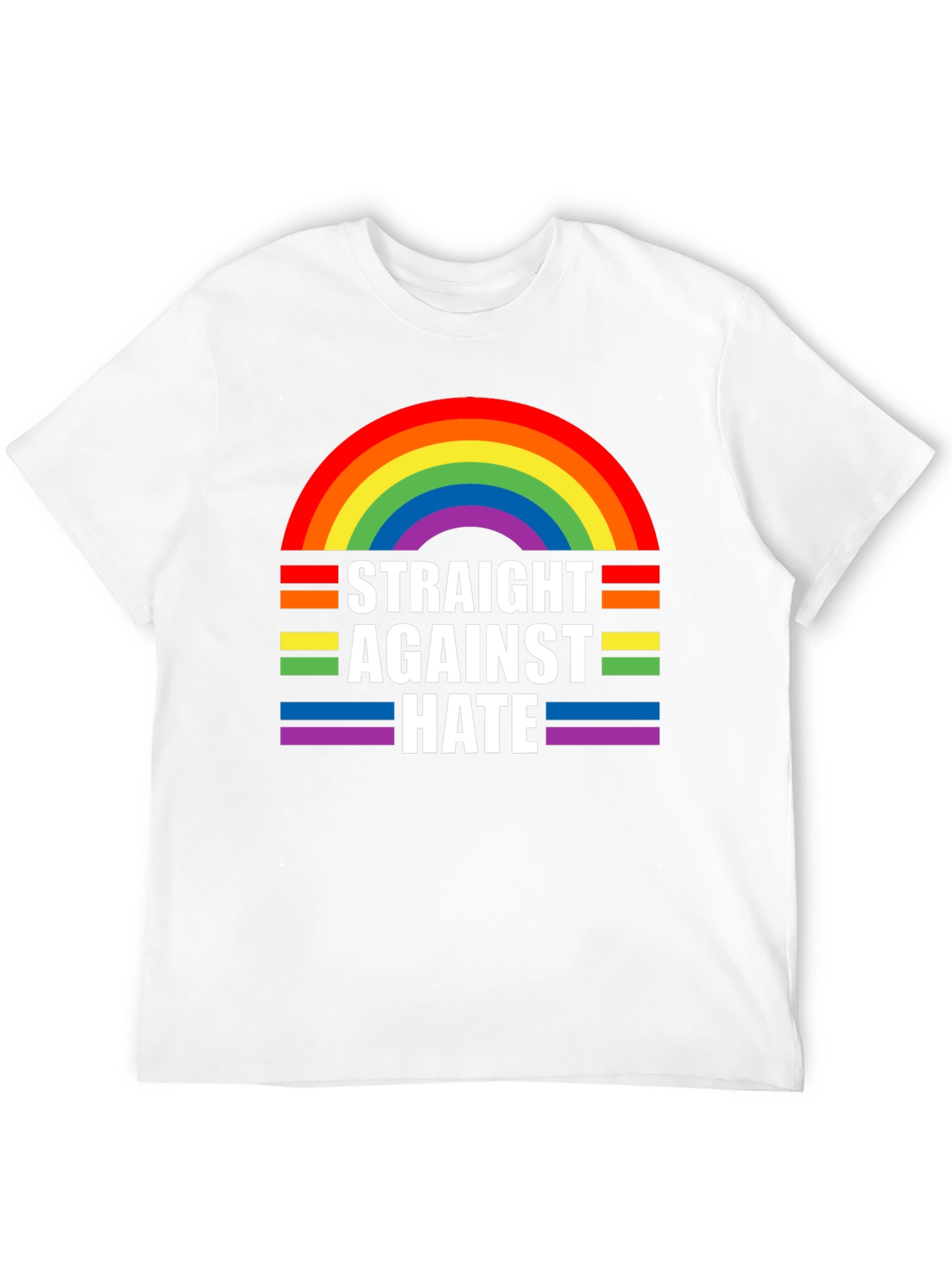 Straight Against Hate Rainbow Graphic T-Shirt