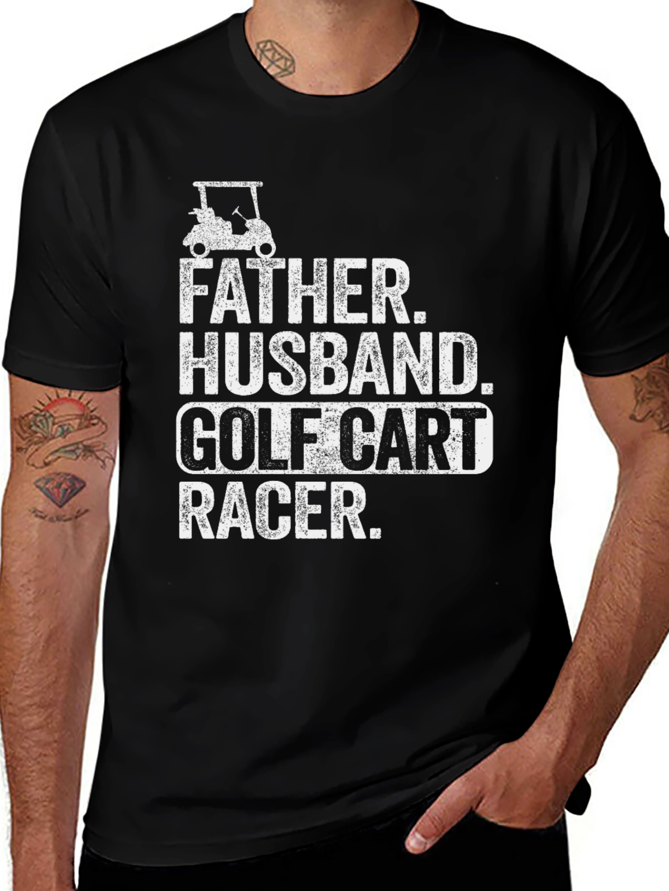 Father Husband Golf Cart Racer Graphic Tee