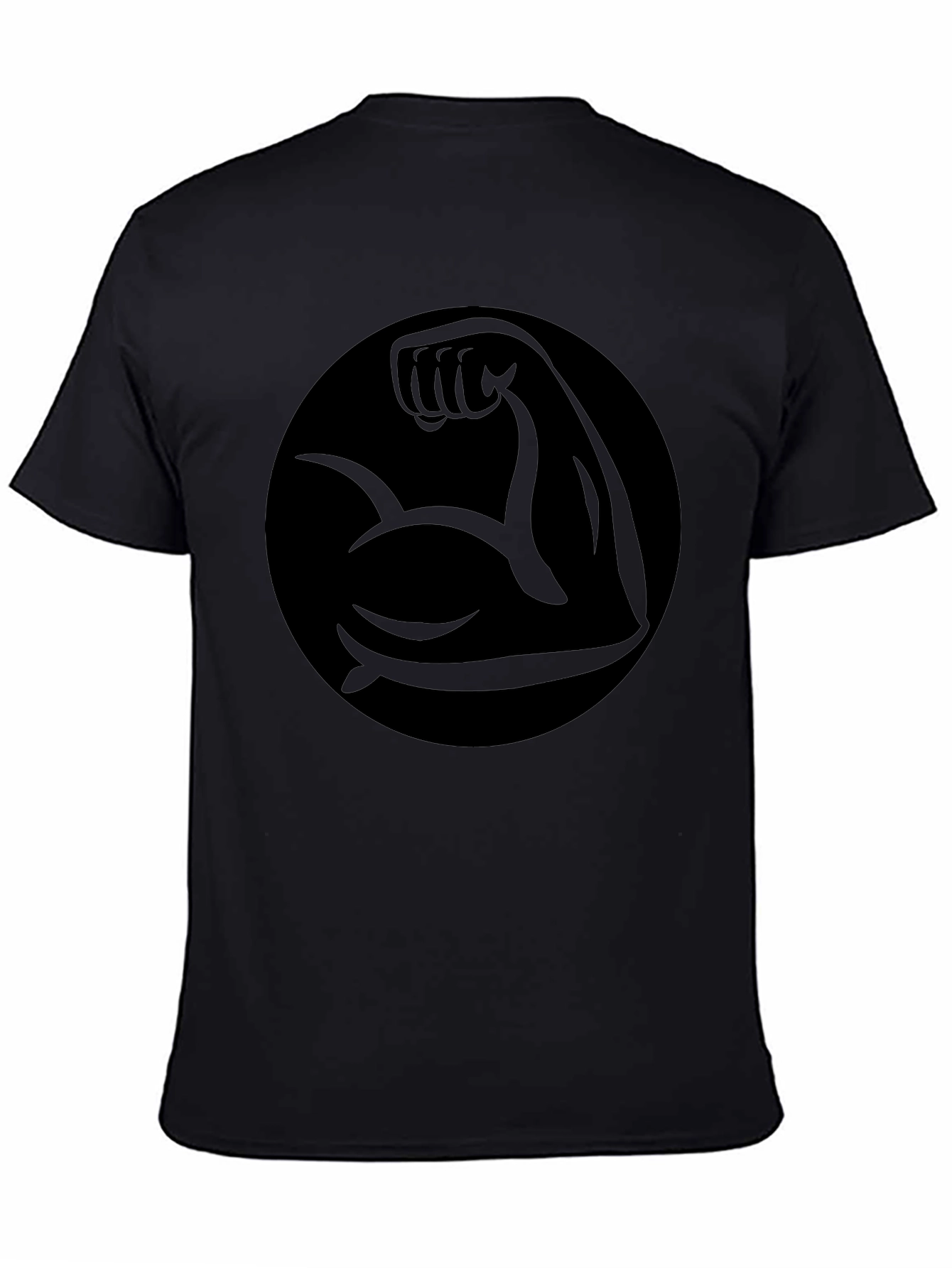 Muscle Arm Graphic Tee - Black Cotton T-Shirt
