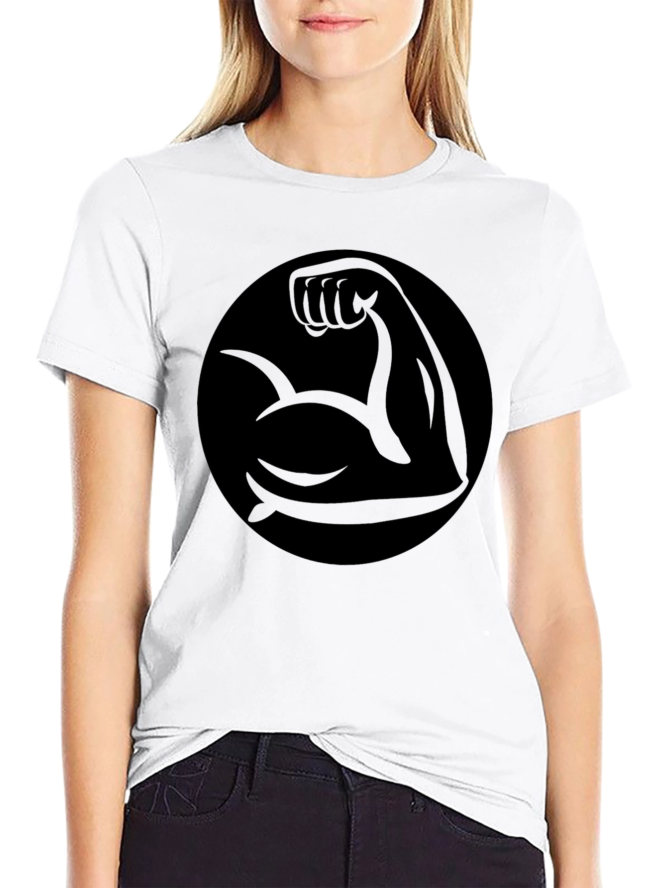 Muscle Arm Graphic Tee - Black Cotton T-Shirt