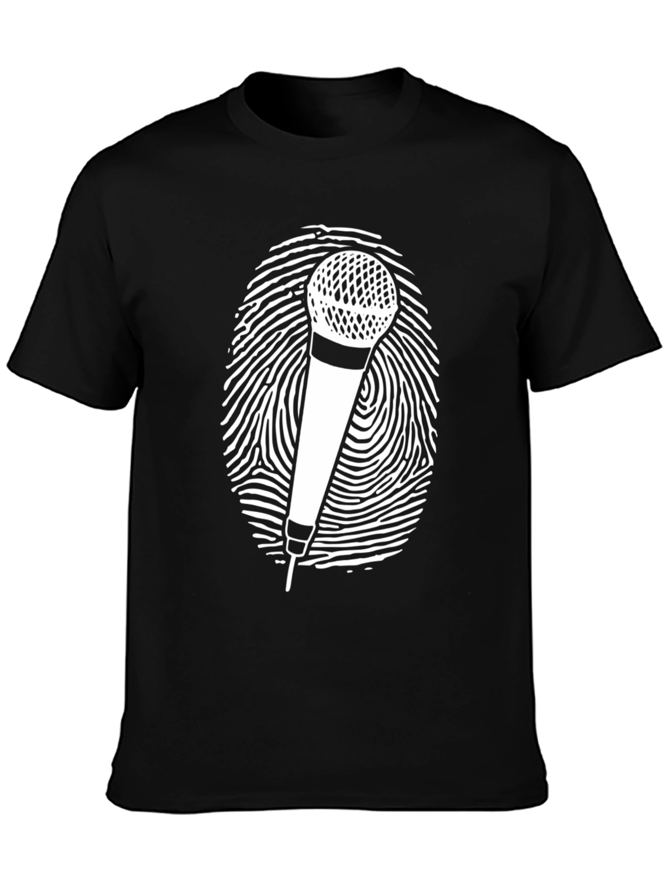 Microphone Fingerprint Graphic Tee - Black Unisex T-Shirt