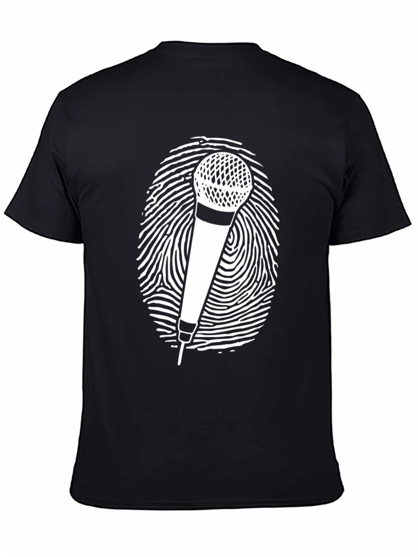 Microphone Fingerprint Graphic Tee - Black Unisex T-Shirt