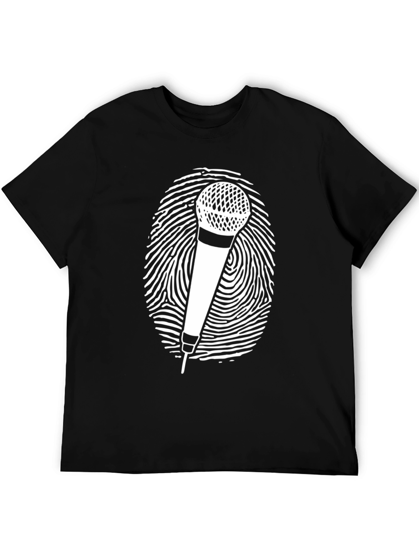 Microphone Fingerprint Graphic Tee - Black Unisex T-Shirt